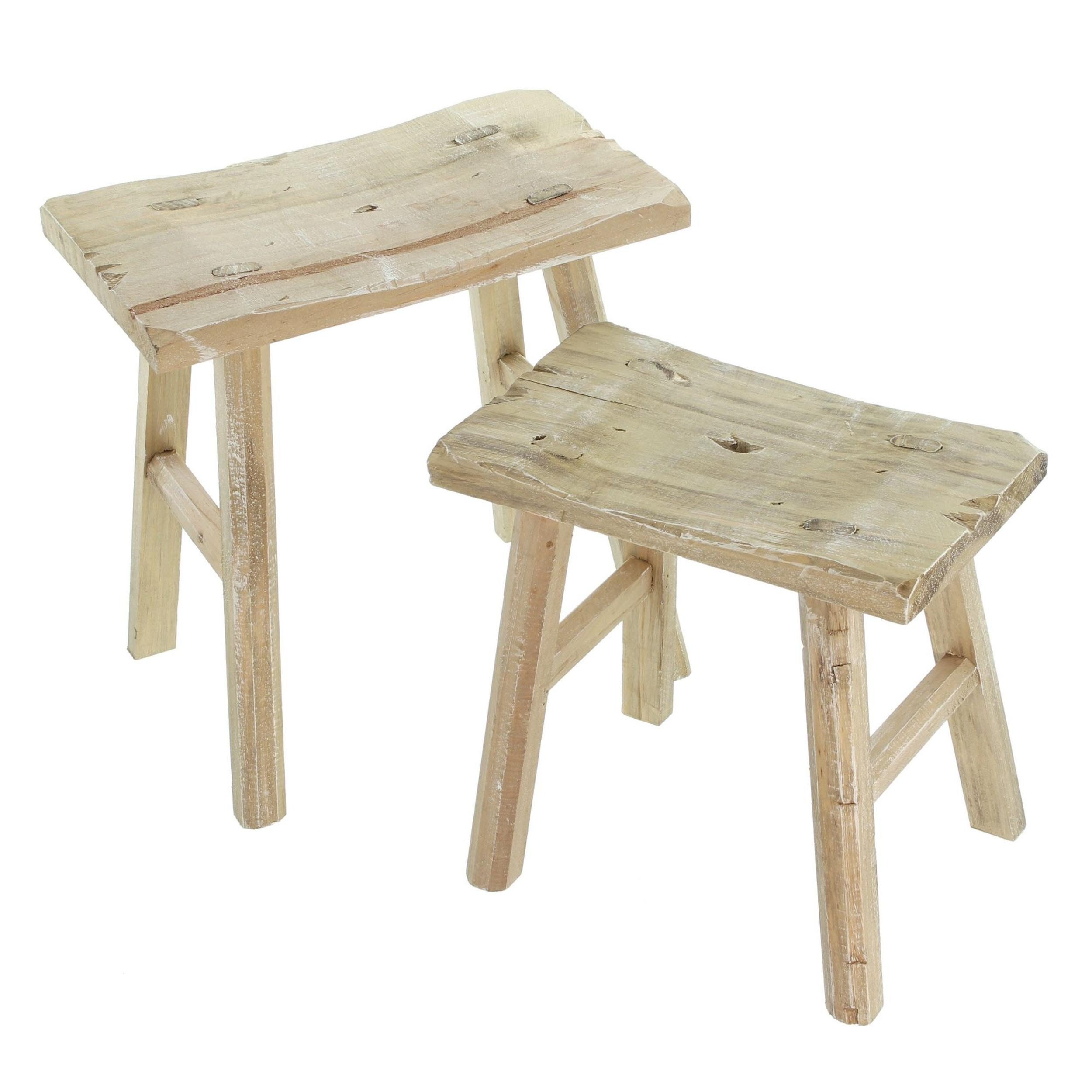 Blumenhocker 2 Holz-Hocker Rustikal Antik Stil – Blumenständer