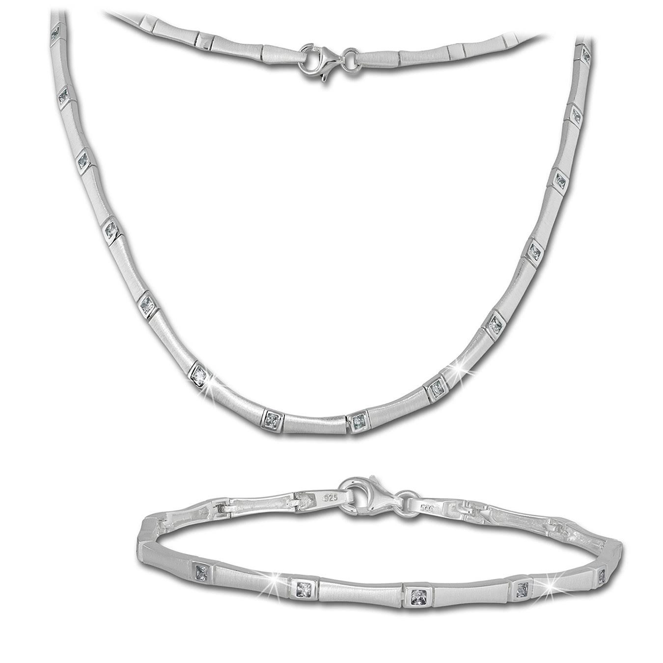 SILBERDREAM Schmuckset SilberDream Collier & Armband Zirkonia (2-tlg., Schmucksets), Damen Schmucksets aus 925 Sterling Silber, Farbe: silber mehr