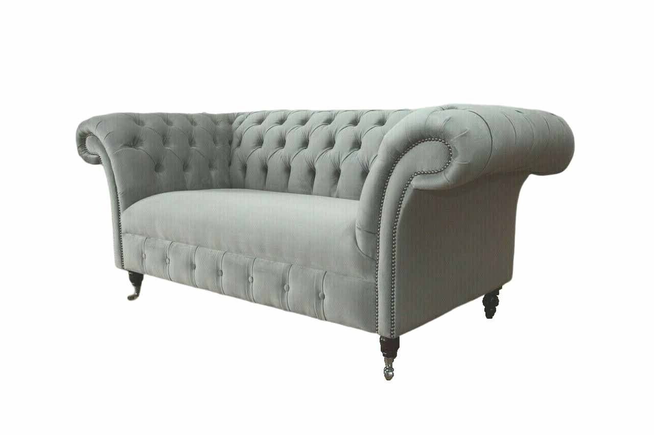 Couch JVmoebel Stoff Polster Sofa Sitz, In Chesterfield Made Sofa Europe Graue Textil 2 Grau Couchen
