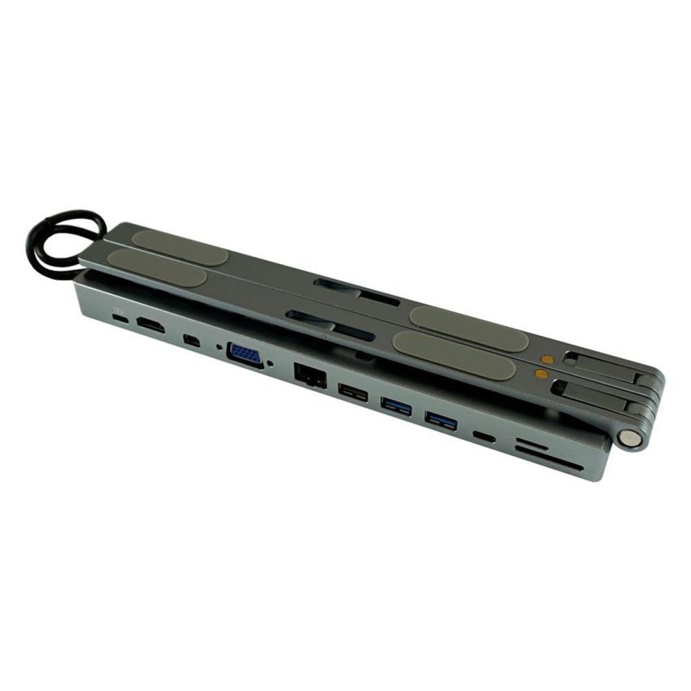 LC-Power LC-HUB-C-MULTI-STAND Dockingstation (Notebook-Halter / Mini 100 Watt, Multi-Hub Power Displayport, Klinke 3,5 Aluminium, Audio, USB3.2, Notebookständer Delivery Dockingstation, LAN, Tablethalter, Kartenleser, mit Notebookhalterung) HDMI, USB-C