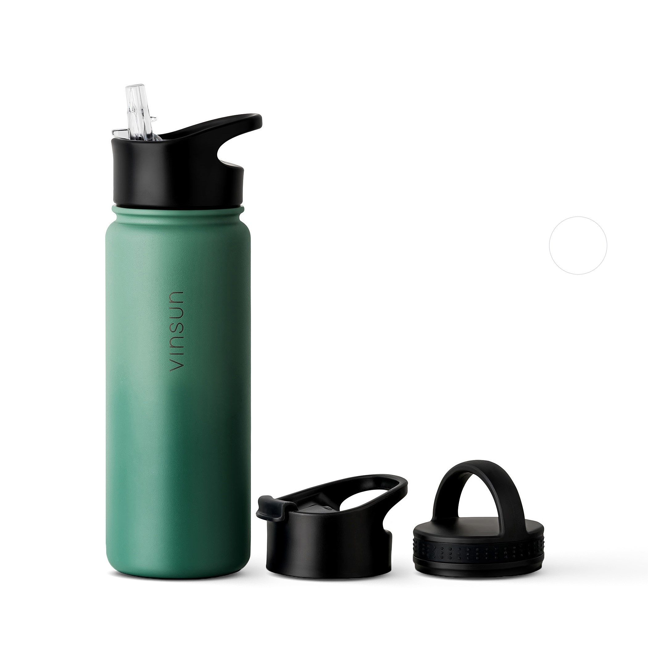 Isolierflasche Edelstahl Trinkflasche 500ml, 3 Deckel, auslaufsicher, doppelwandig