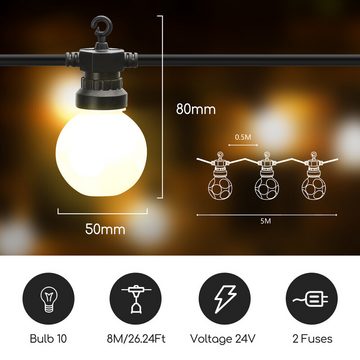 LED Universum LED-Lichterkette 10-flammig, Glühbirne, 6W, warmweiß, IP44