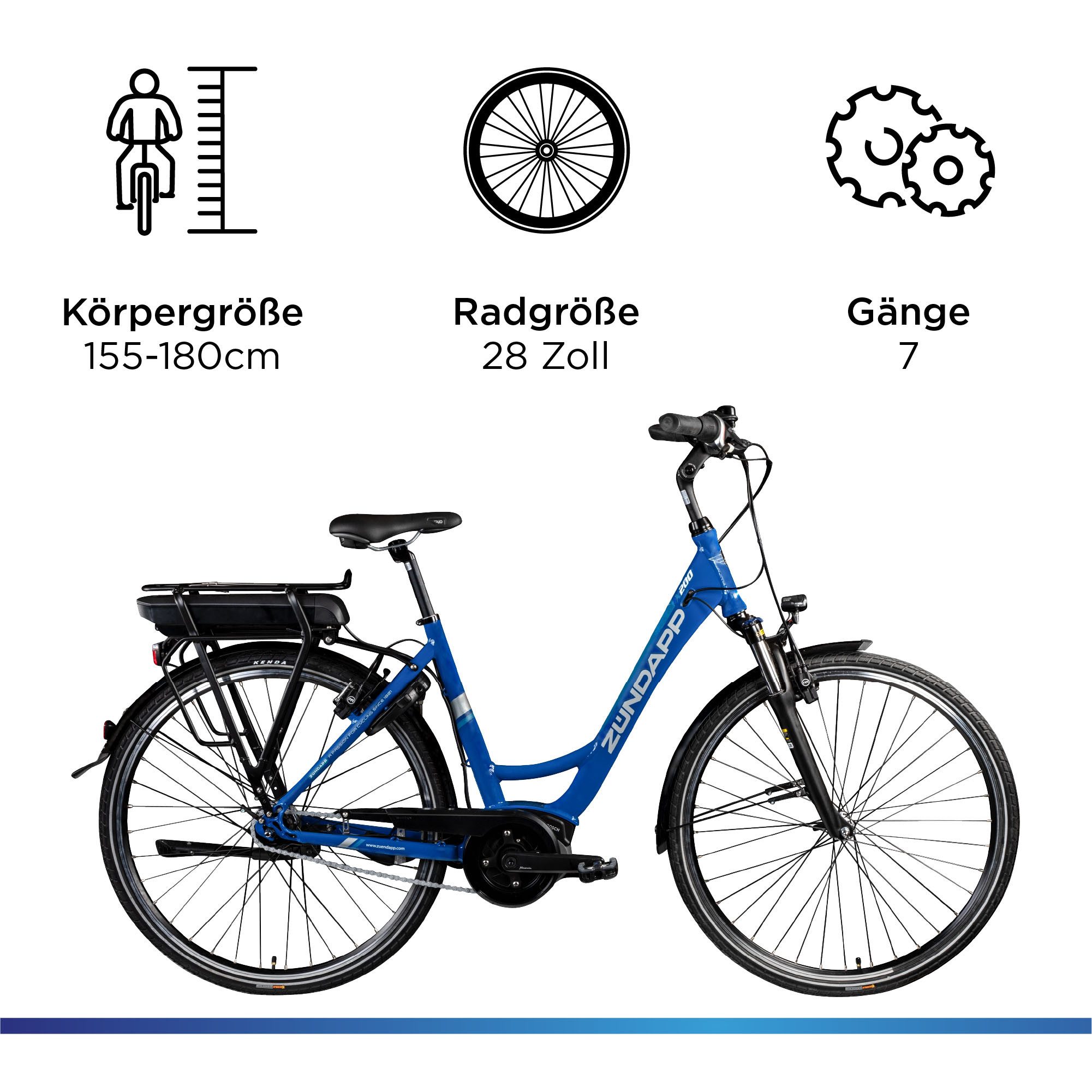 Zündapp E-Bike Cityrad X200 - Bosch Mittelmotor, 7 Gang Shimano Nexus Schaltwerk, Nabenschaltung, Mittelmotor, 400 Wh, Pedelec, Elektrofahrrad für Damen u. Herren