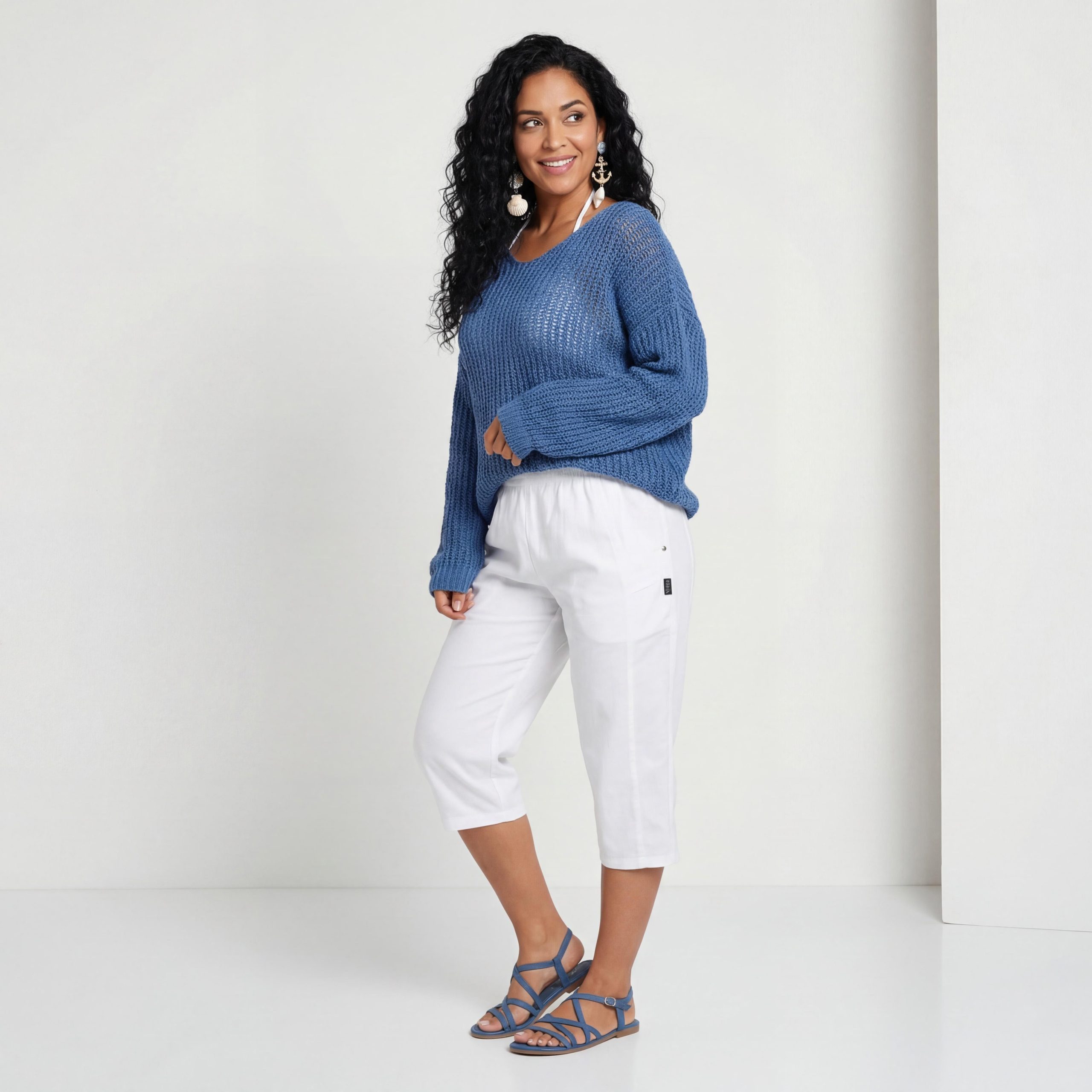 OriginalYou Caprihose Damen Sommerhose mit Stretch 7/8 Capri Schlupfhose bequemer Stretchbund, in den Größe 36 bis 50 erhältlich