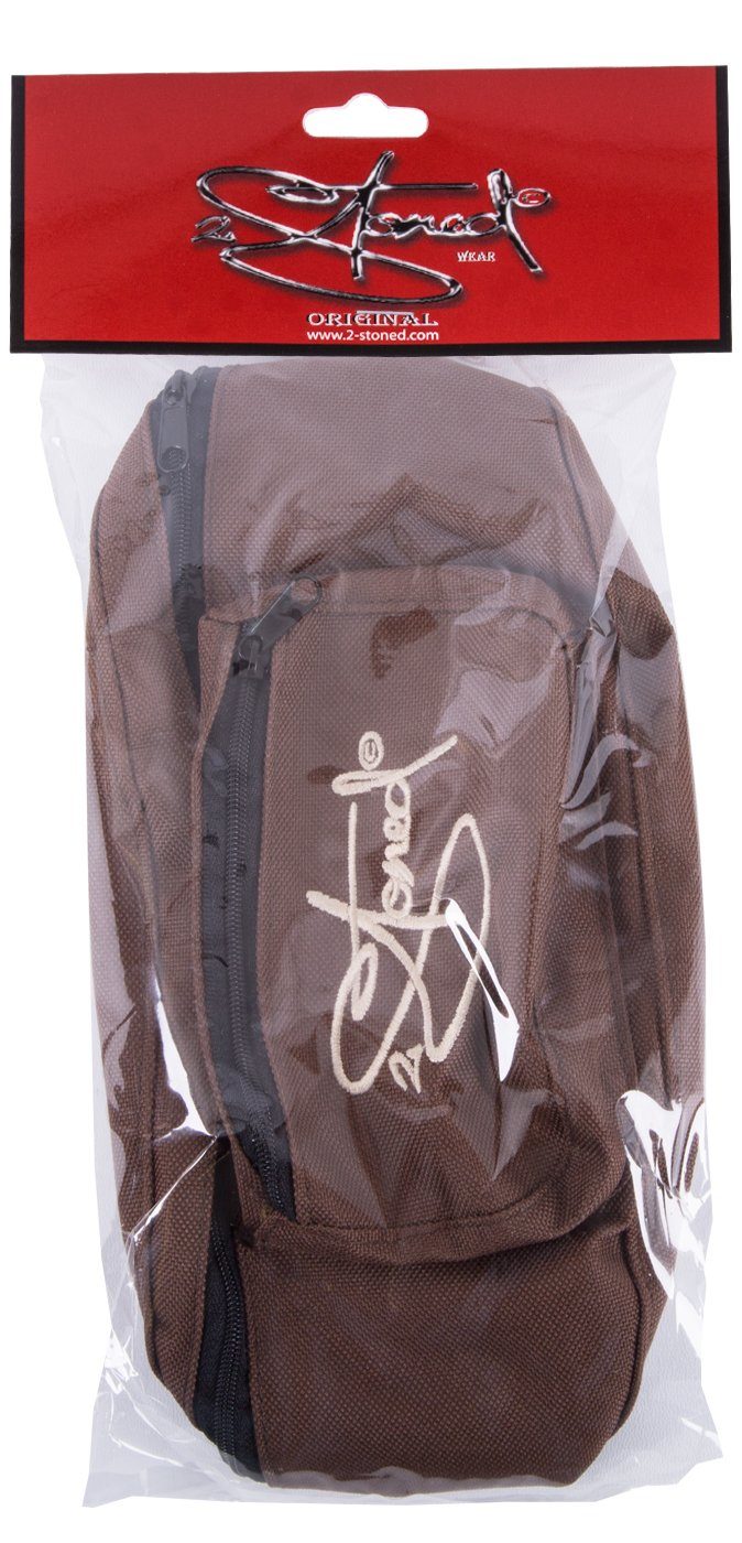 2Stoned Bauchtasche Hüfttasche Kinder, Fronttasche Erwachsene mit und für Logo abgesetzter Retro Stick Braun Classic mit