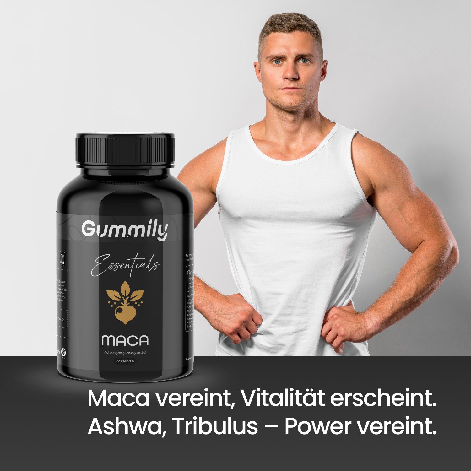 Gummily® Maca Kapseln miit Ashwagandha, Ginseng, Shilajit Extrakt Kapseln, 54 g