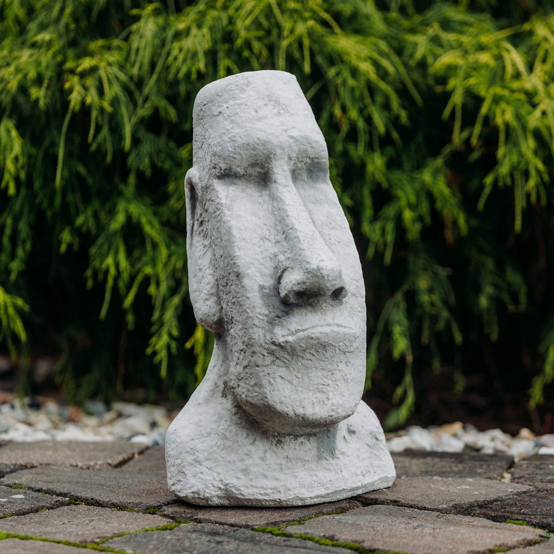 gartendekoparadies.de Gartenfigur Massive Moai Steinstatue Osterinsel Kopf, Steinfigur, H.40 cm, 12 kg, Frostsicher