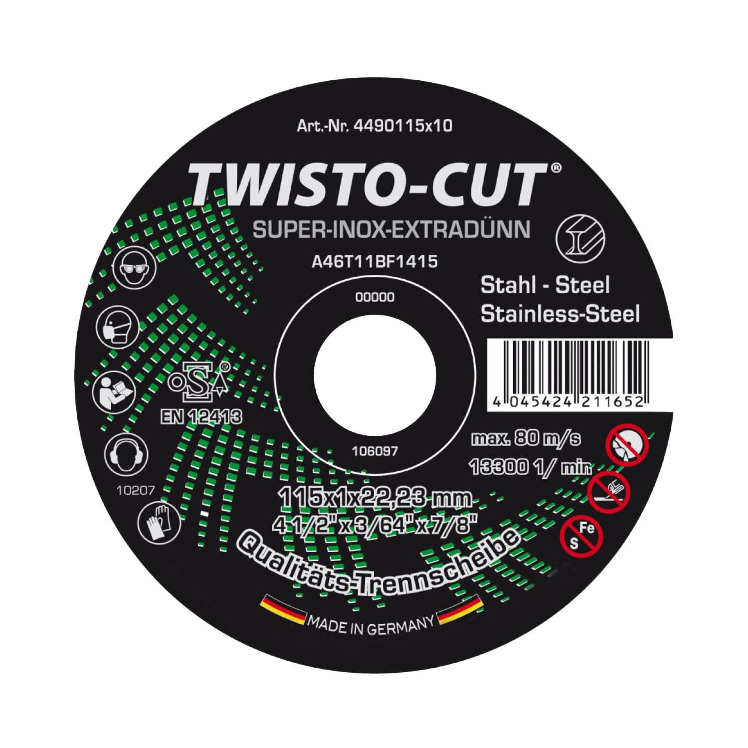 TWISTO-CUT Trennscheibe TWISTO-CUT SUPER-INOX Trennscheiben für Edelstahl 230 x 1,9 x 22 mm, Ø 230 mm