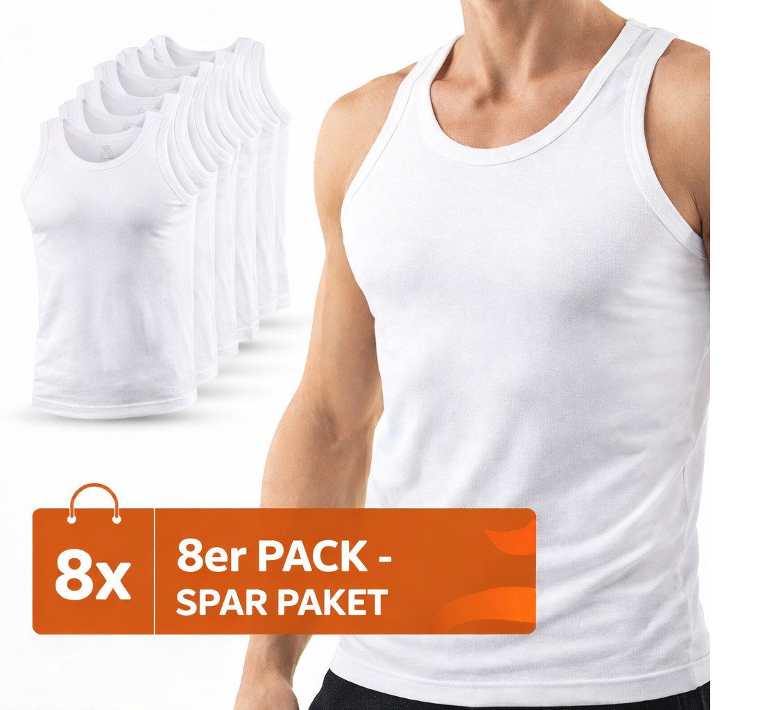 DDOnlineShop Unterhemd 8er Sparset Tank-Top für Herren, 100% Baumwolle (Spar-Set, 8-St., 8er-Pack) Premium Qualität Feinripp aus 100% Baumwolle
