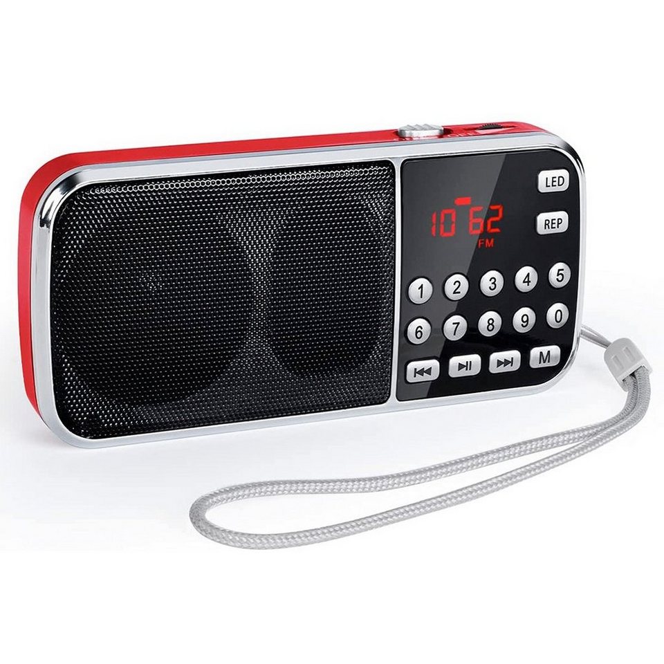 Gontence Kleines Radio, Kofferradio Heavy Bass Lautsprechern Radio (Digital  Radio mit Batterie Wiederaufladbare, LED-Taschenlampe)
