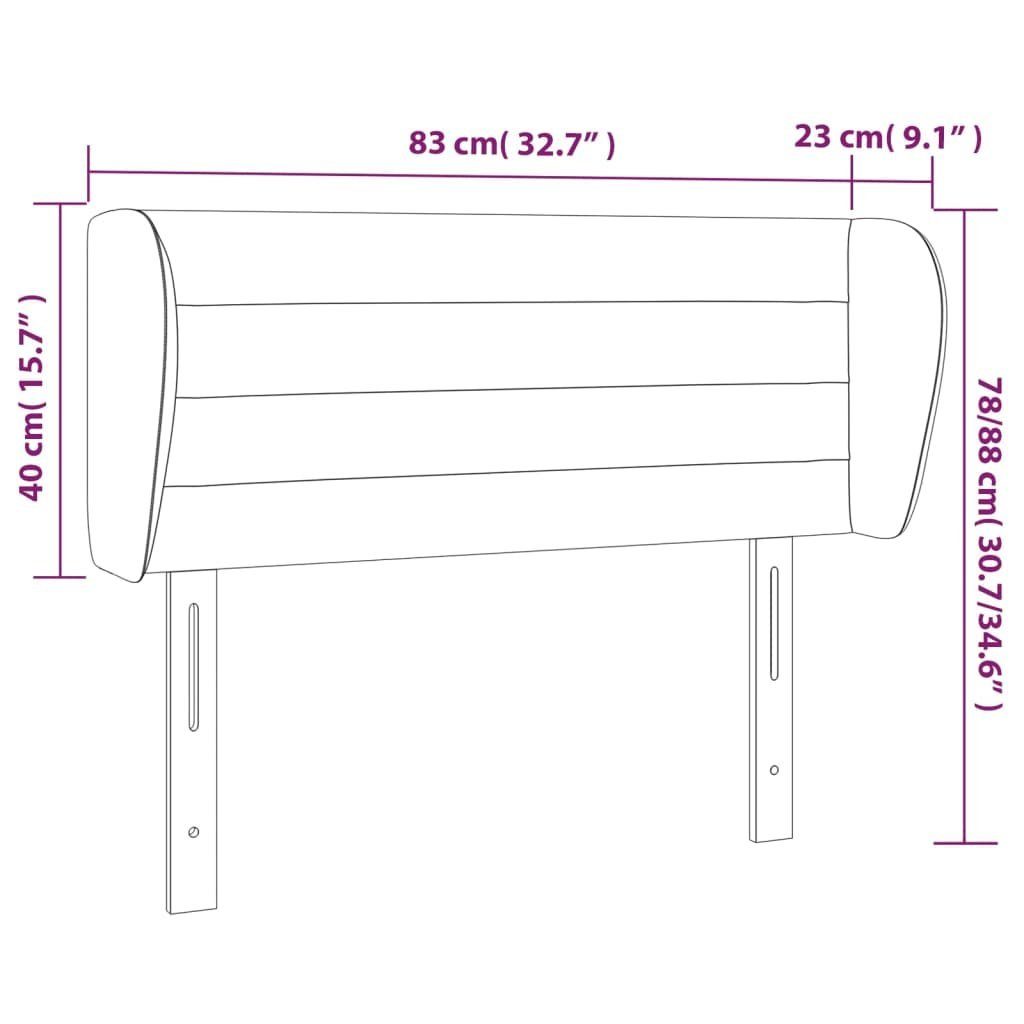 mit 83x23x78/88 (1 St) Samt, Ohren cm Dunkelgrau vidaXL Kopfteil Kopfteil