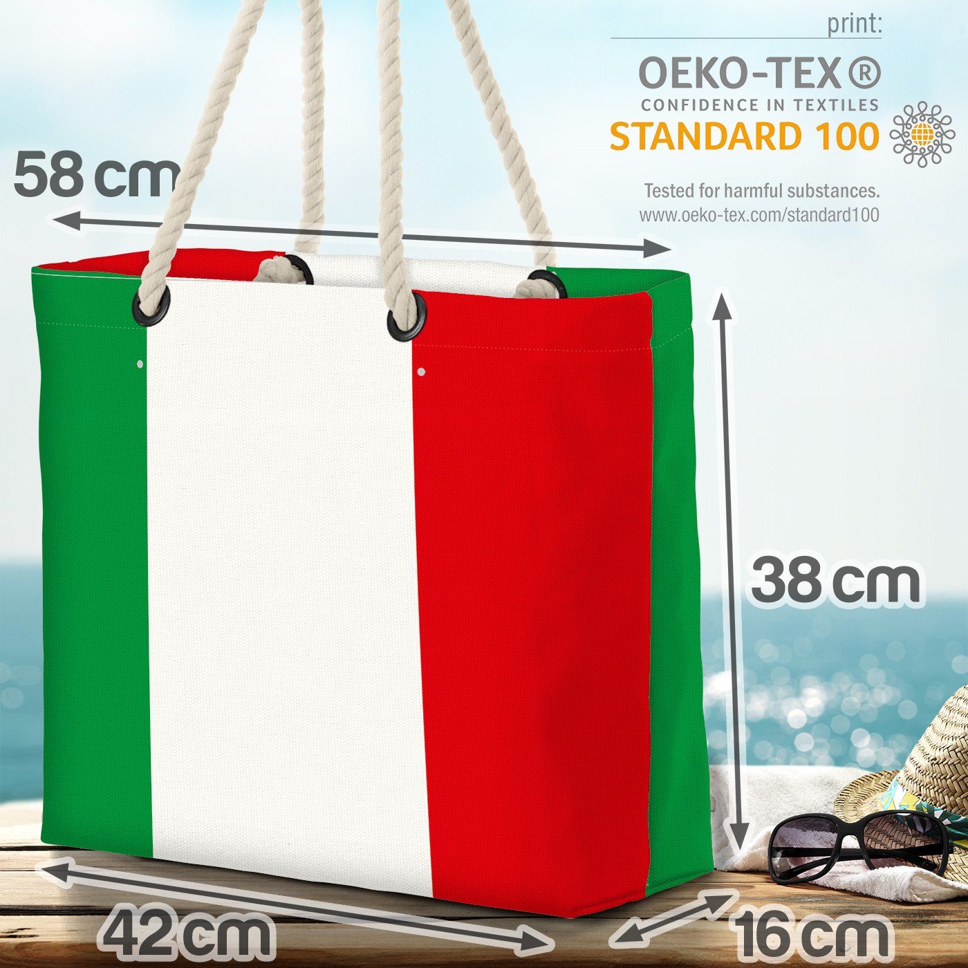 VOID Strandtasche (1-tlg), Italien Flagge Azzurra Rom Fahne EM WM