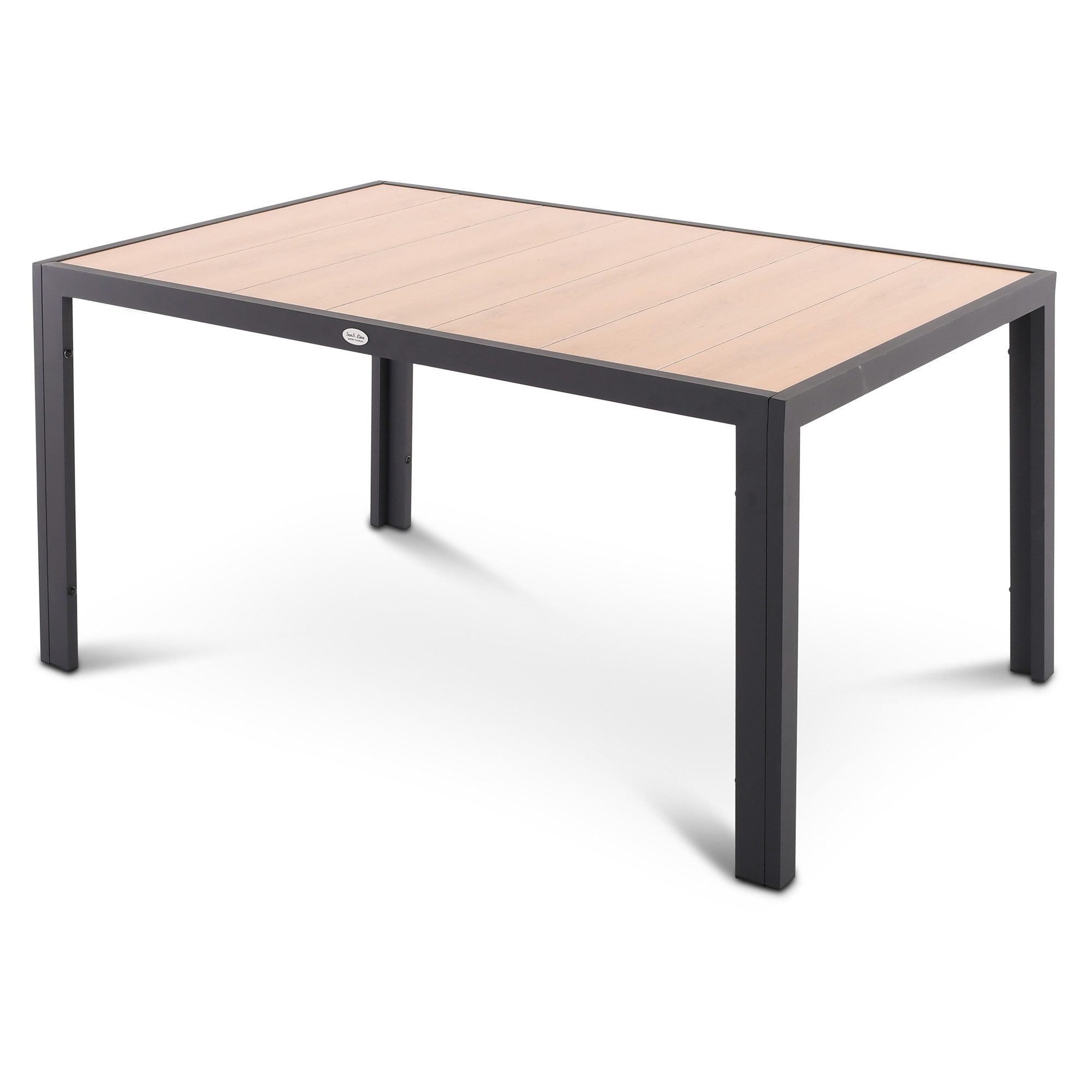 SenS-Line Gartentisch Esstisch Keramik Holzoptik mit Alugestell 147 × 95 cm, Pronto, pflegeleicht, wetterfest