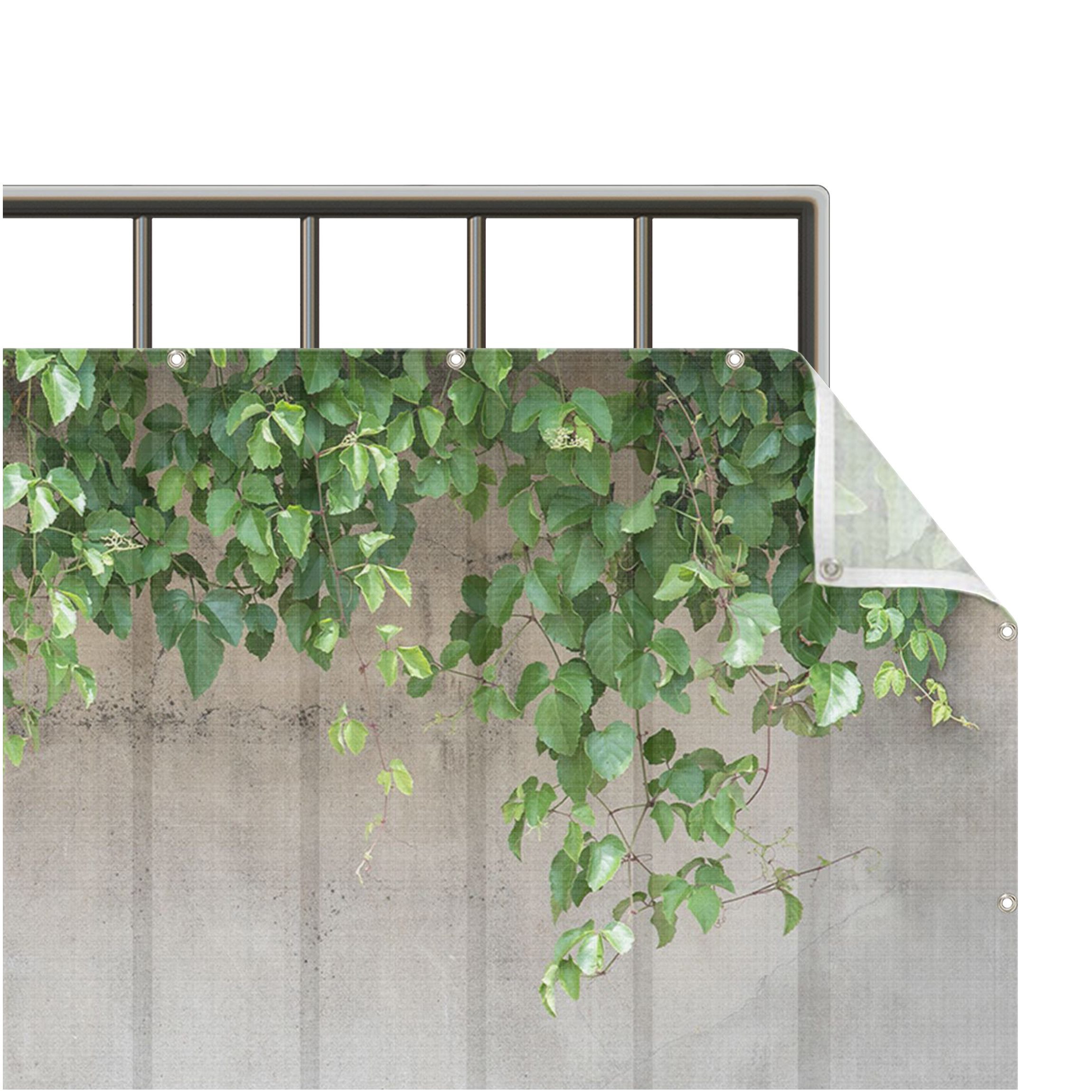 Bilderdepot24 Balkonsichtschutz Sichtschutz Balkon Tropisch Natur Mauer Efeu Balkonbespannung (1m bis 10m fein gelochter Sichtschutz aus Mesh für Geländern & Zäunen, Fertig geöst, inkl. Kabelbindern zur Anbringung) Sichtschutz Terrasse Balkontuch Balkonverkleidung Windschutz Terrasse