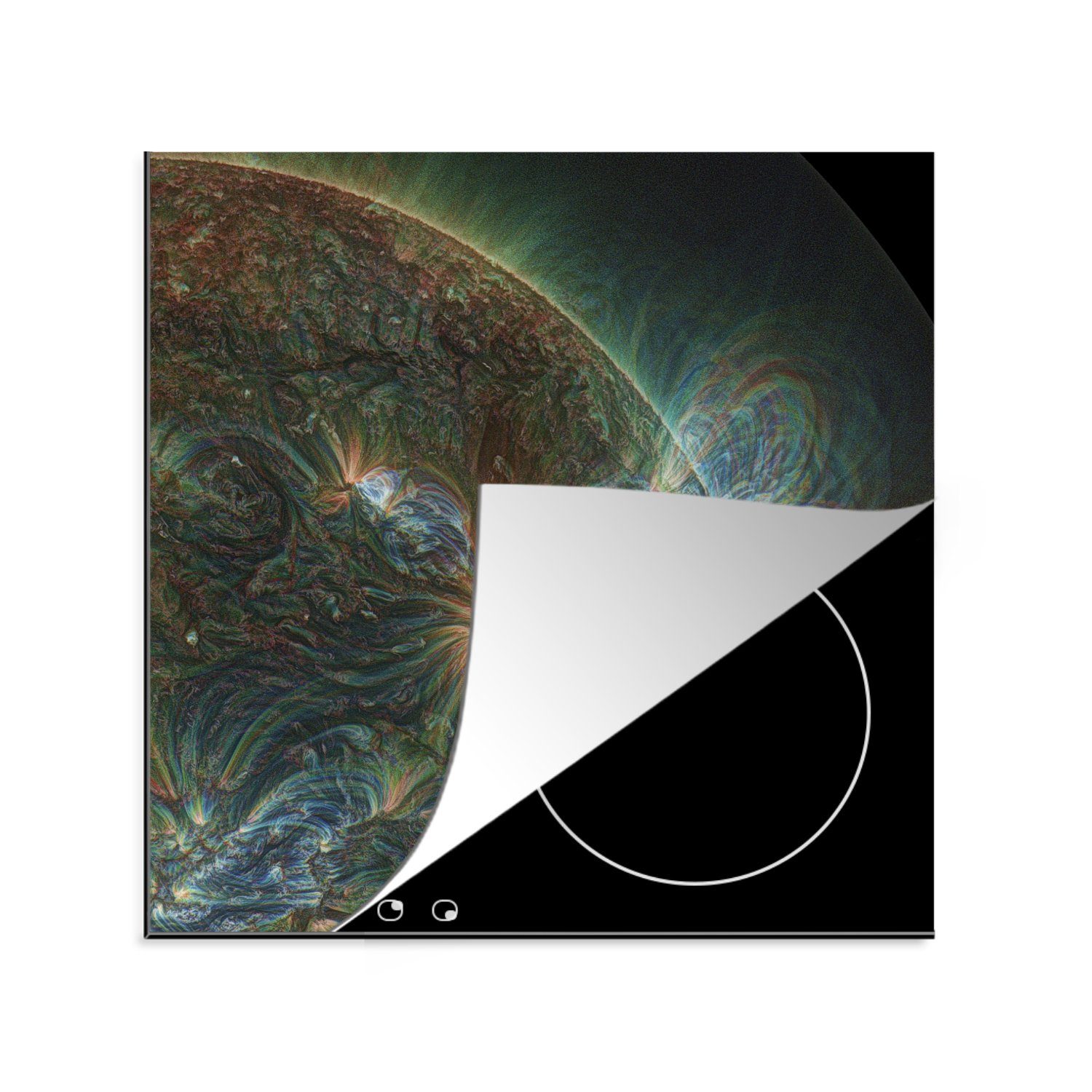 MuchoWow Herdblende-/Abdeckplatte Universum - Planet - Licht, Vinyl, (1 tlg), 78x78 cm, Ceranfeldabdeckung, Arbeitsplatte für küche