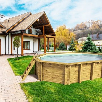 Paradies Pool Pool, Holzpool Cariba 657x407x138cm, Folie sand 0,8mm