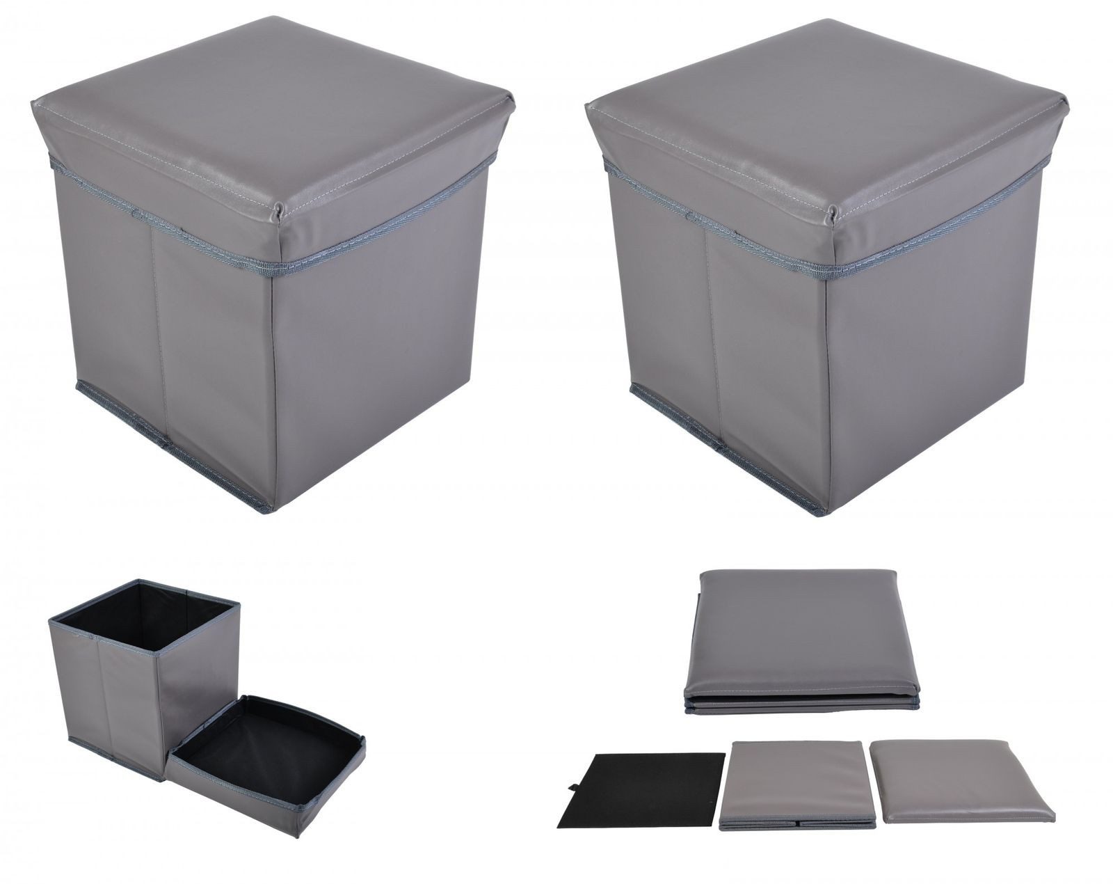 TLW direkt Gartenbank 2x Faltbarer Sitzwürfel Aufbewahrungsbox Sitzhocker Sitzbank Truhe Fuß