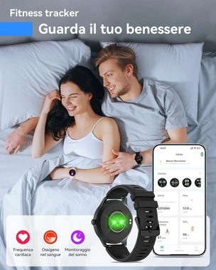 Tensky Telefonfunktion Herren's Smartwatch (1,32 Zoll), Mit Wecker, Fitnesstracker, Herzfrequenzmesser und Schrittzähler.