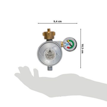 LANDMANN Gasdruckregler Gasdruckminderer DE 50mbar grau mit Schlauchbruchsicherung, 50,00 mbar