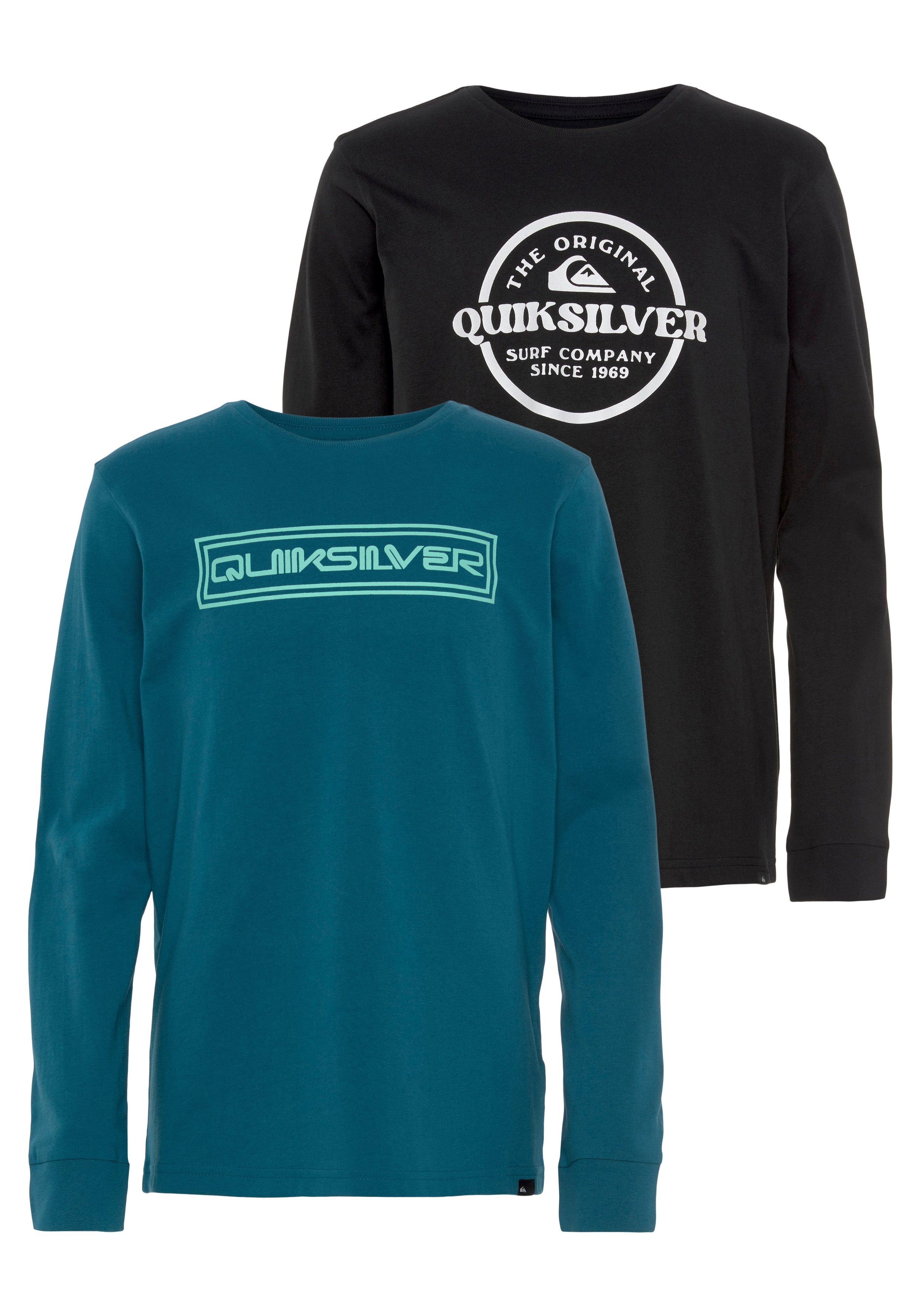 [Dieser Frühling/Herbst ist auch der beliebteste] Quiksilver Langarmshirt Jungen Doppelpack mit Logodruck 2-tlg) (Packung