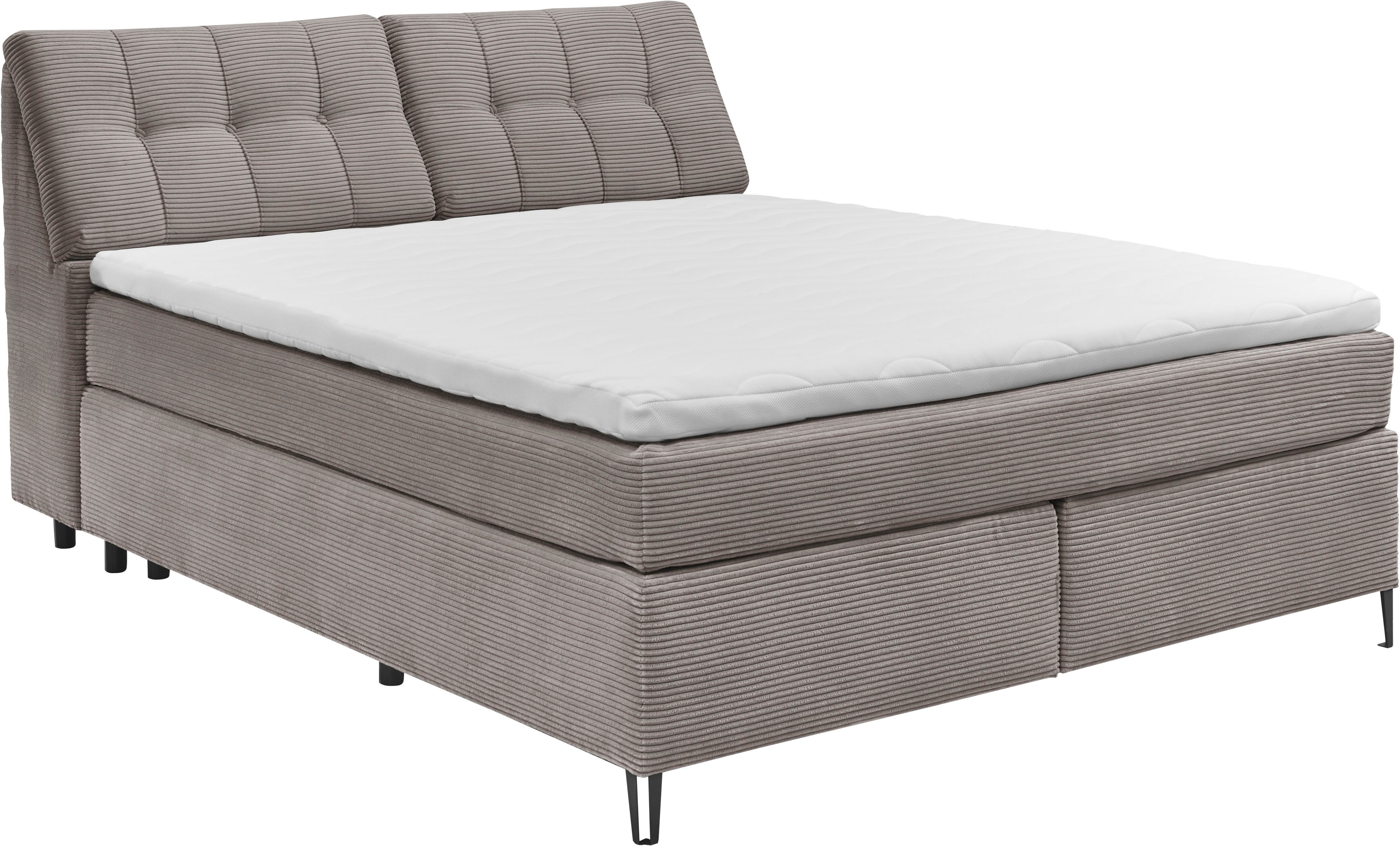 set one by Musterring Boxspringbett Fairfield, Kopfteil in Kassenoptik, Metallfuß schwarz, Breite 160 oder 180 cm