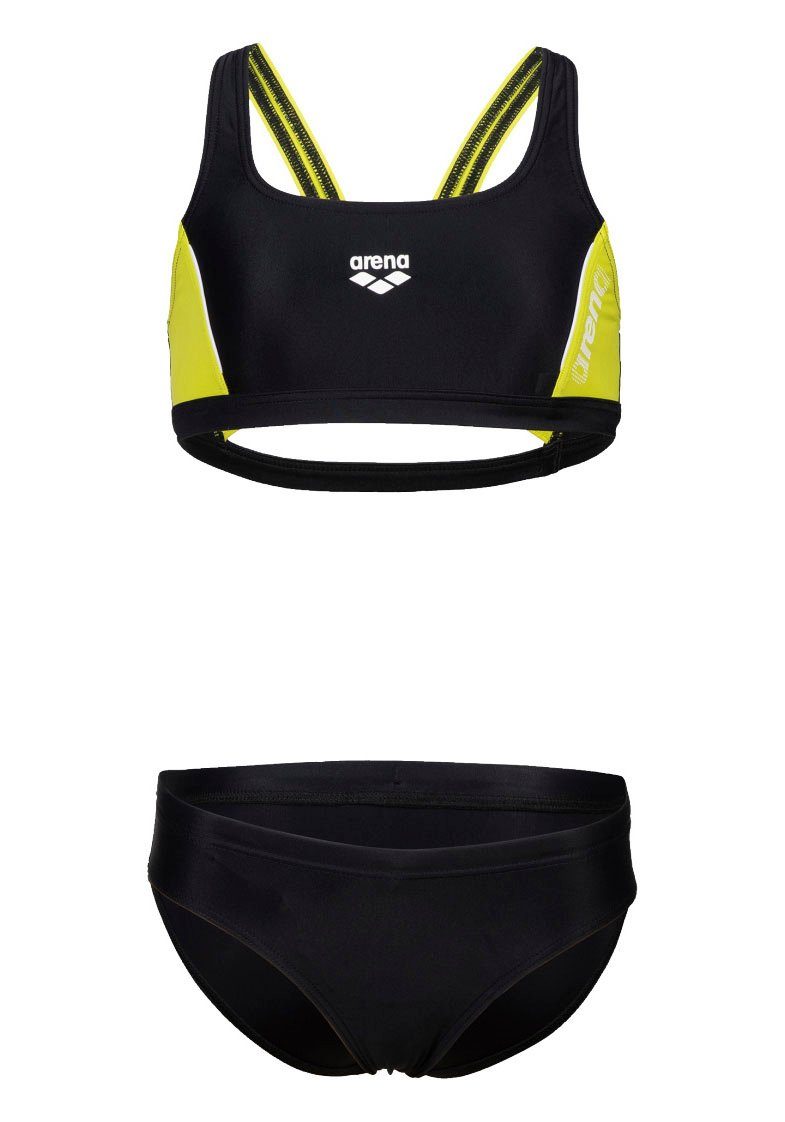 Arena Bustier-Bikini G THRICE JR TWO PIECES R mit Markenschriftzug schwarz-lime