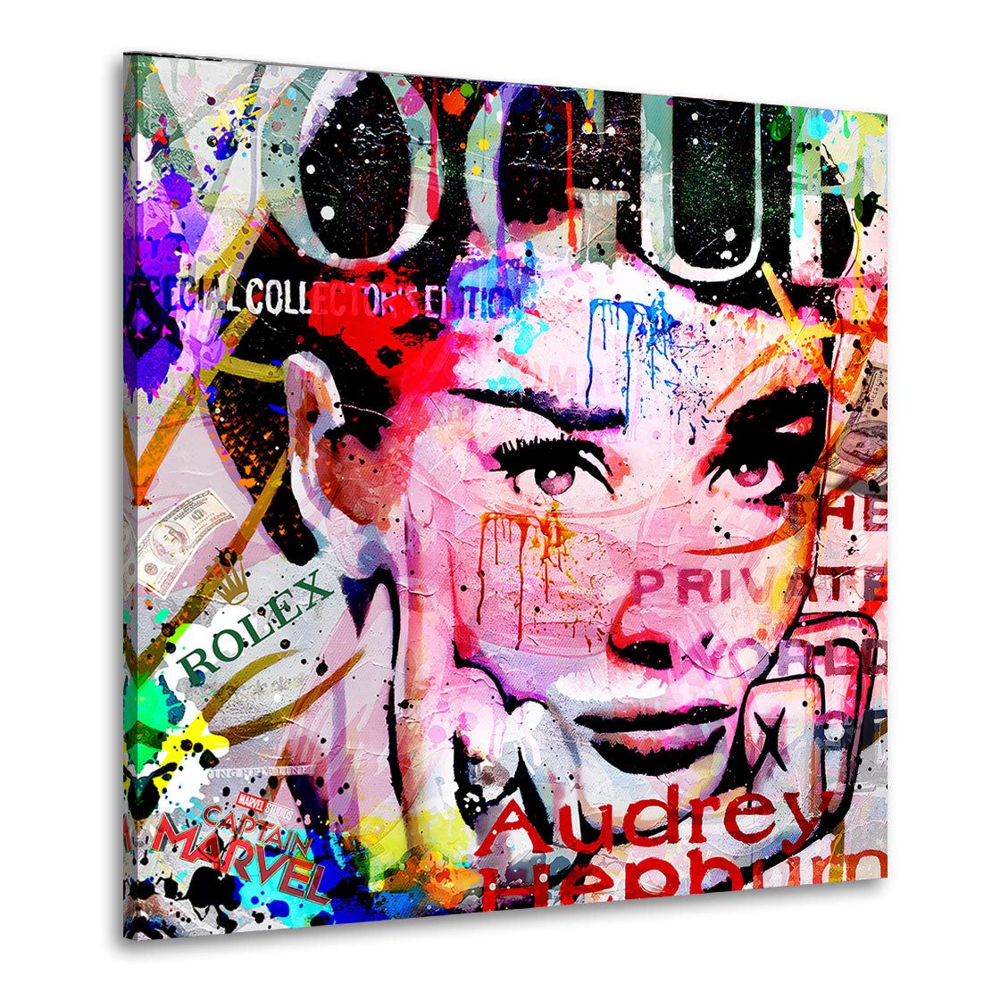 Leinwandbild Pop Art Colour Audrey Leinwandbild Wandbild Kunst Deko XL