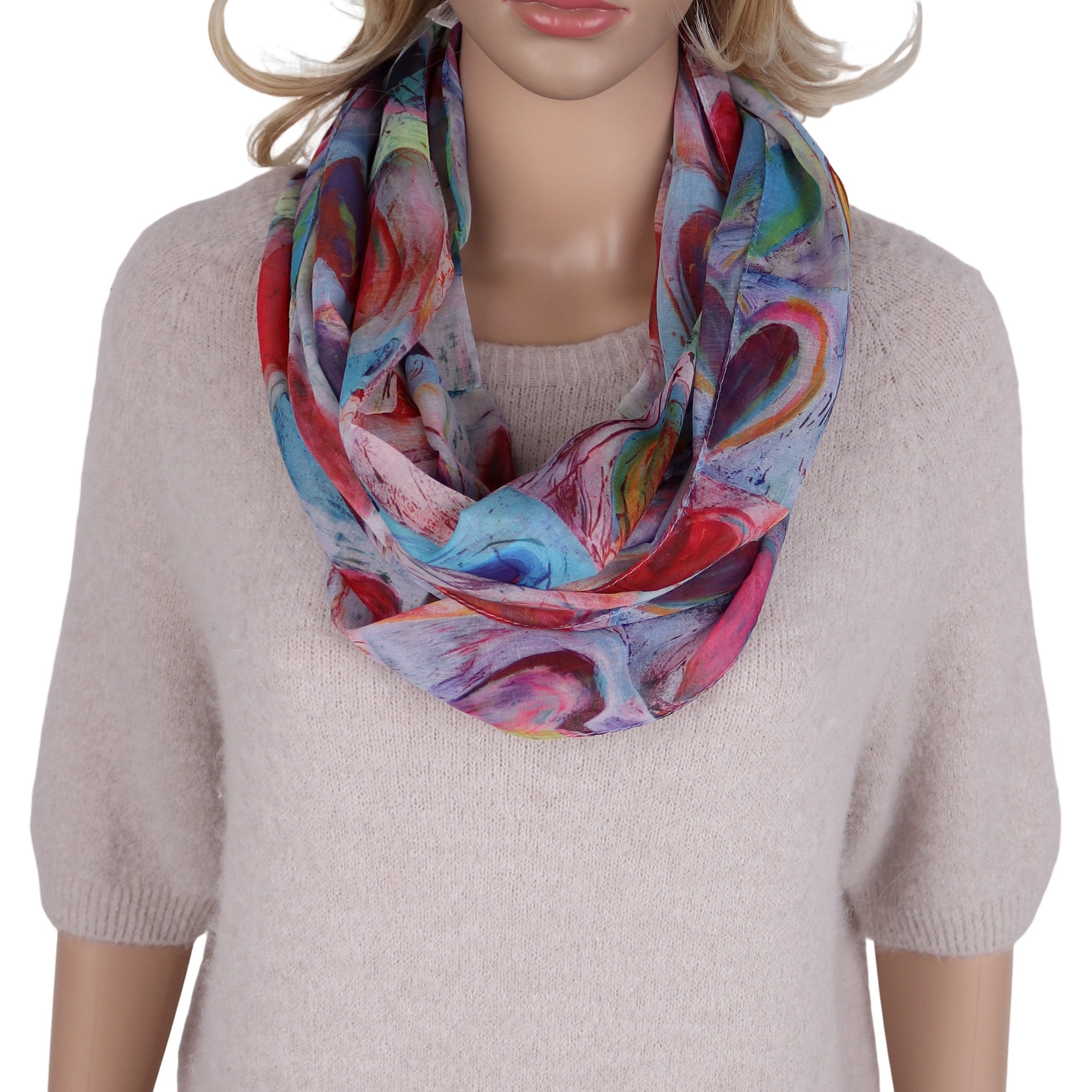Loop Damen Schal mit Tollem Muster Weich aus 100% Viskose, Schlauchschal