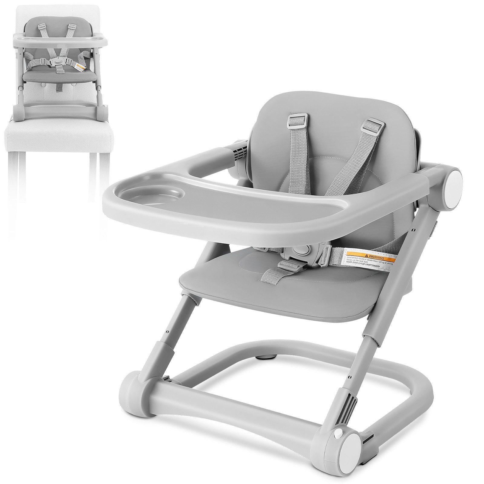 OUNUO Kindersitzerhöhung Tragbarer Kinderhochstuhl Höhenverstellbarer mit abnehmbarem Tablett