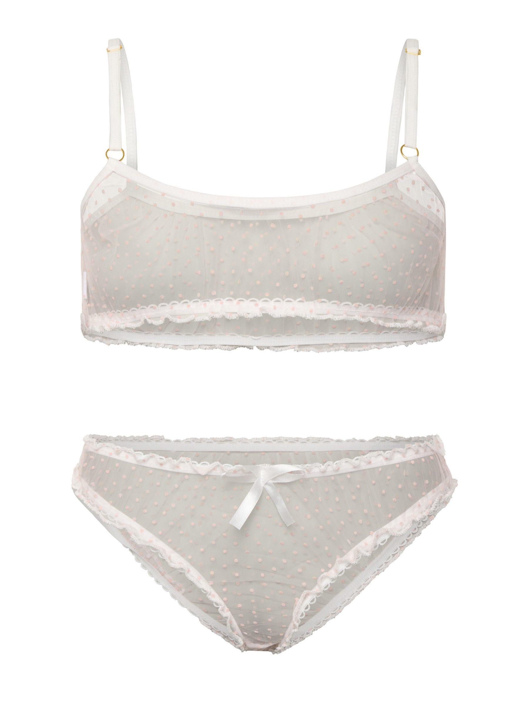 Orchibelle Set: Bustier Transparentes BH-Set mit Tupfenspitze – Sexy Dessous-Set für Damen (Set, 2-tlg., mit Slip) Komfortable Unterwäsche ohne Bügel – Reizwäsche für den Alltag