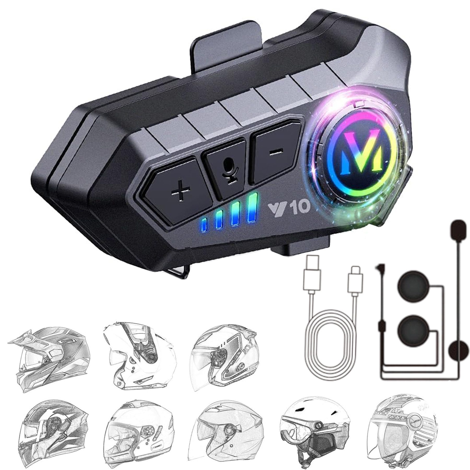 Senmudi Motorradhelm Helm Headset,Motorrad Helm Bluetooth Headset,Motorrad Intercom Headset