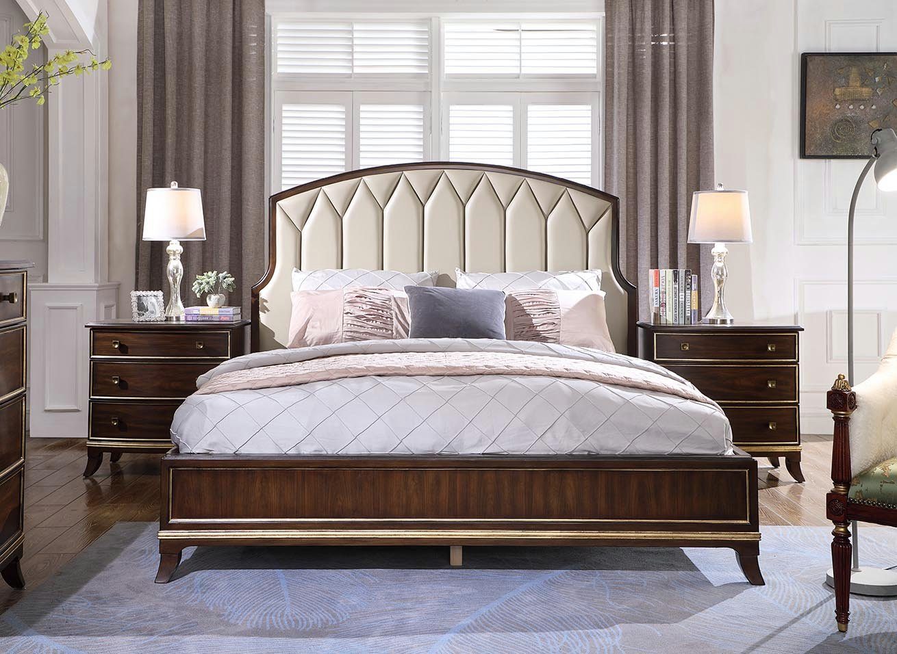 Schlafzimmer Schlafzimmer-Set Design Made Luxus neu In Set Europe 2x JVmoebel Bett Kommode 4tlg, Nachttische