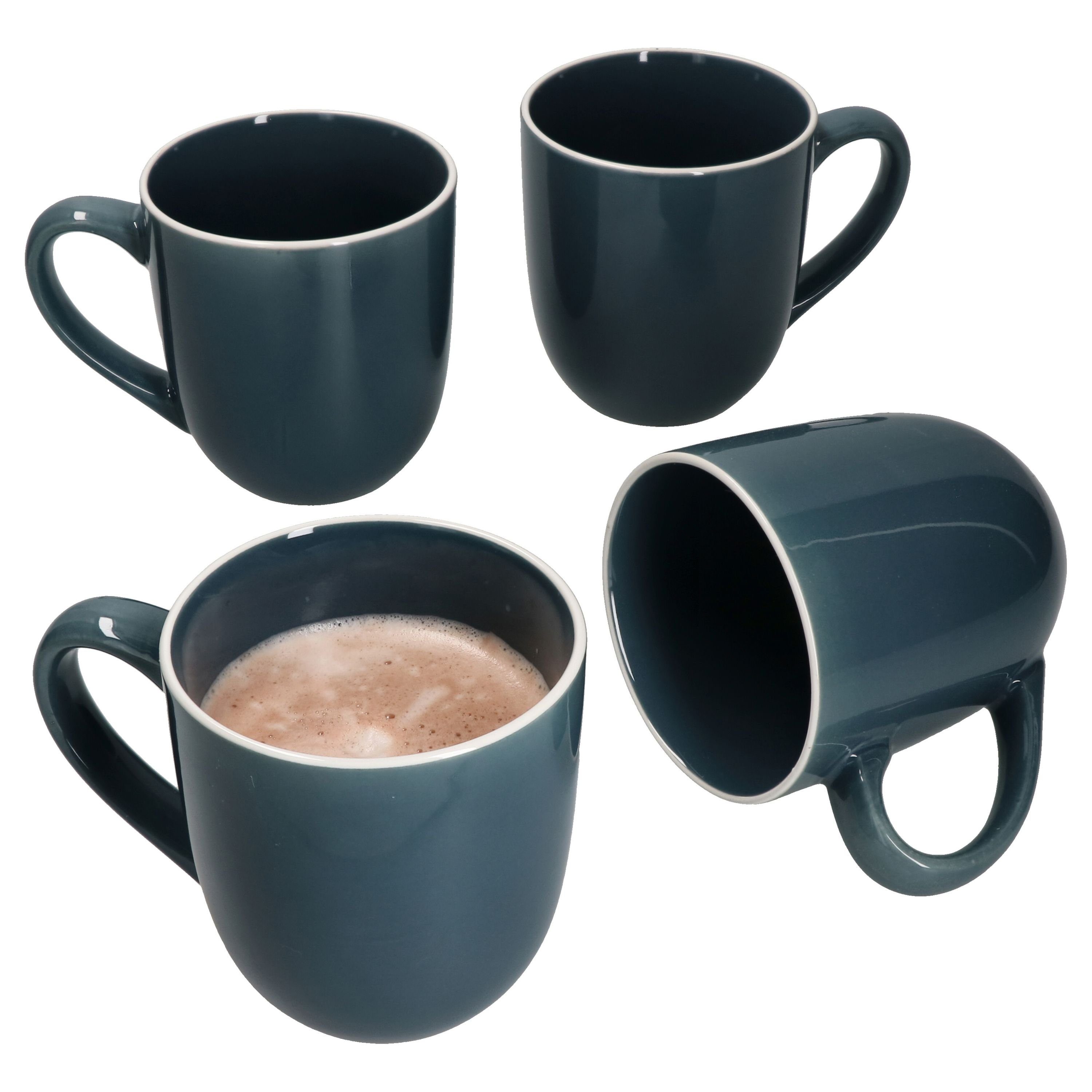 MamboCat Becher 4er Set Kaffeebecher Linus Blau - 403930, Steingut