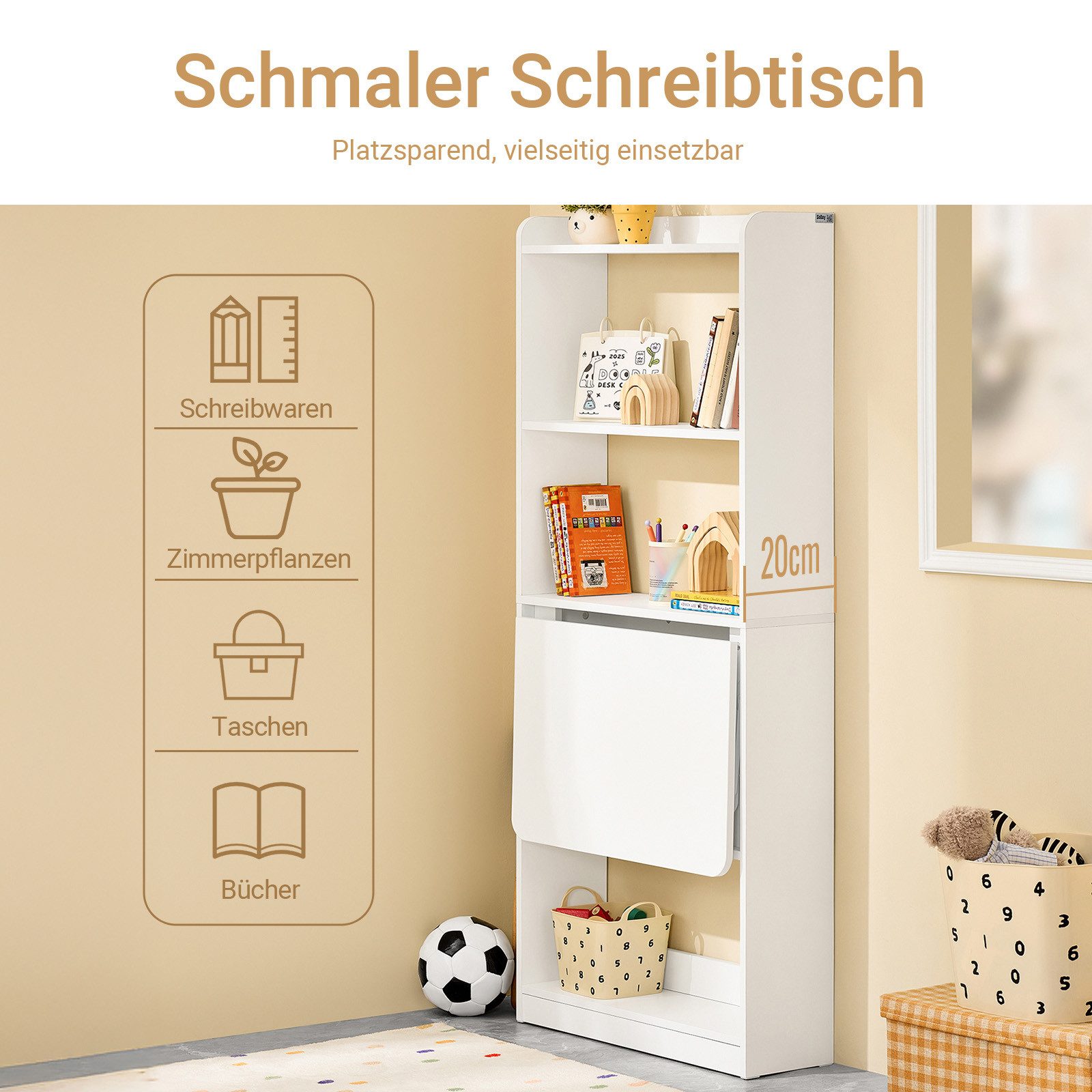 SoBuy Schreibtisch FWT92-H, Computertisch klappbar Klapptisch Arbeitstisch Bürotisch Wandtisch
