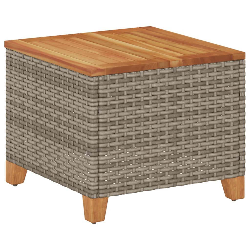 vidaXL Gartentisch NA Gartentisch Grau 45x45x37 cm Polyrattan Akazienholz