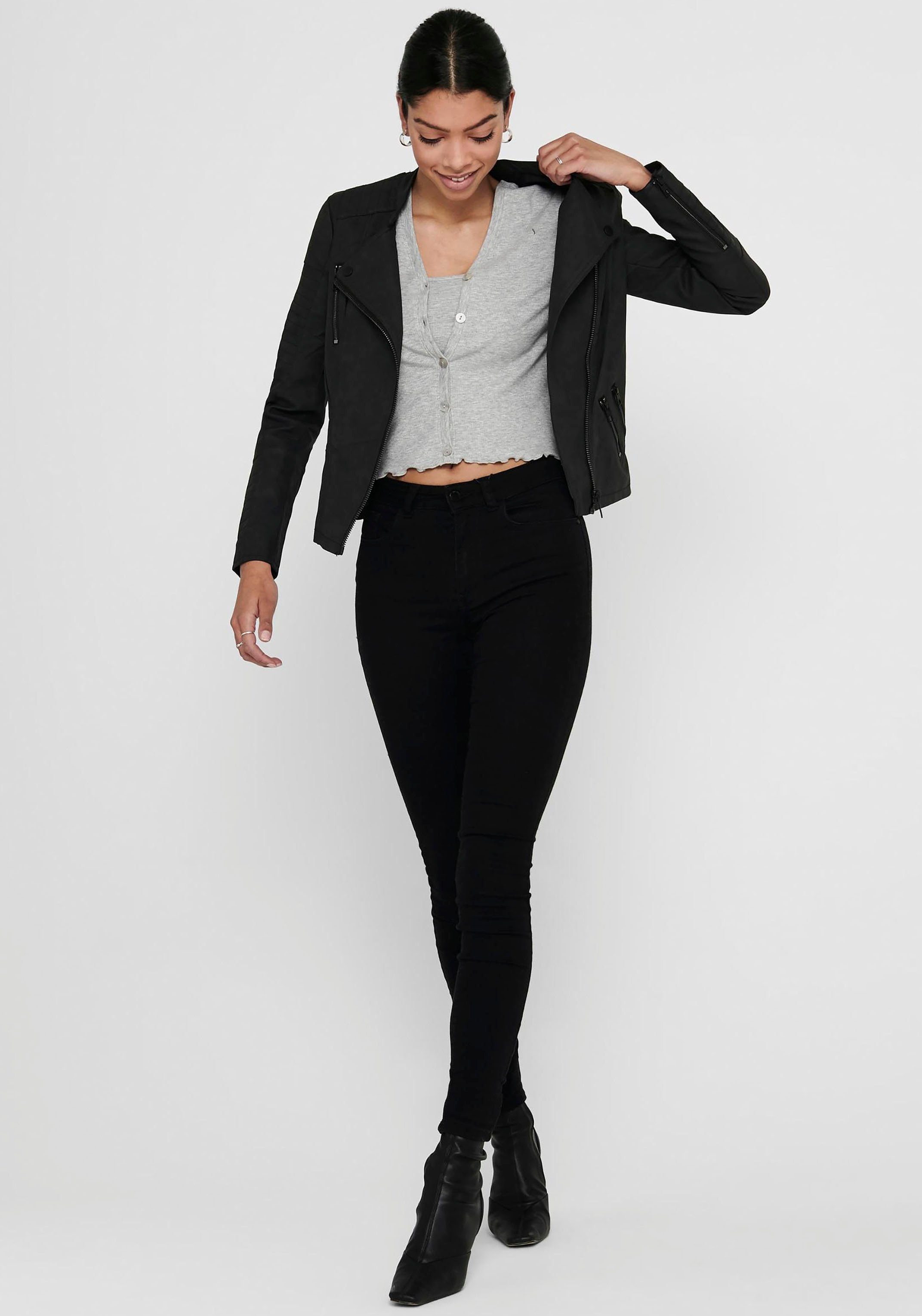 ONLY Lederimitatjacke ONLAVA FAUX LEATHER BIKER OTW NOOS mit Biker-Details