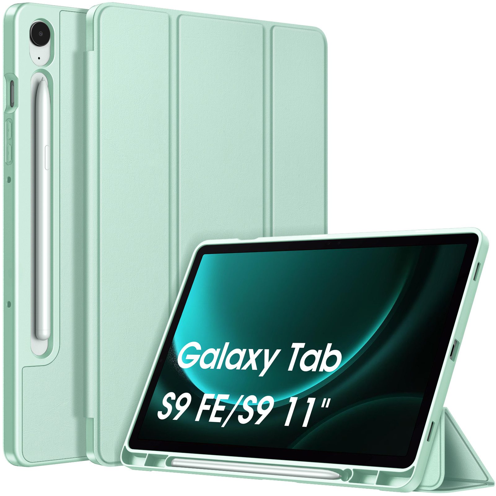 Fintie Tablet-Hülle für Samsung Galaxy Tab S10 Lite/S10 FE/S9 FE 10.9" & S9 11" Tablet, Dünne Soft TPU Rückseite Abdeckung mit Stifthalter, Auto Schlaf/Wach