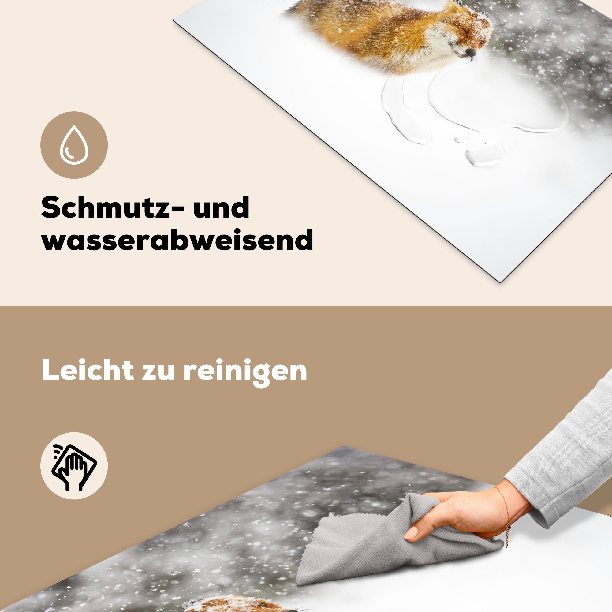 Ceranfeldabdeckung Schutz (1 die für Fuchs MuchoWow Vinyl, Schnee Induktionskochfeld Herdblende-/Abdeckplatte küche, - - cm, Sturm, tlg), 81x52