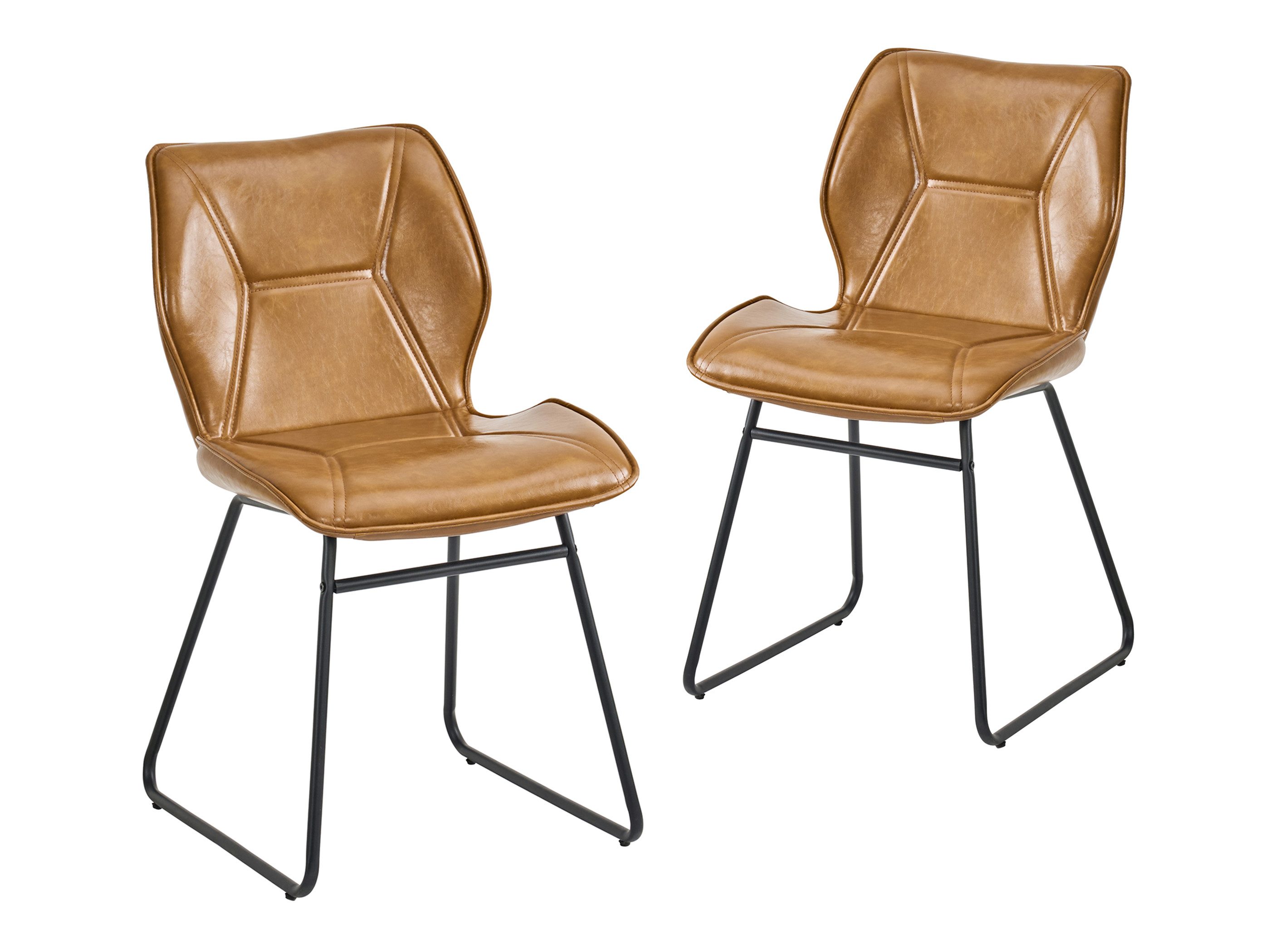 SeedWave 2er Set Küchenstuhl Metallgestell Kunstlederbezug Polsterstuhl, Schalenstuhl im Industrial Design
