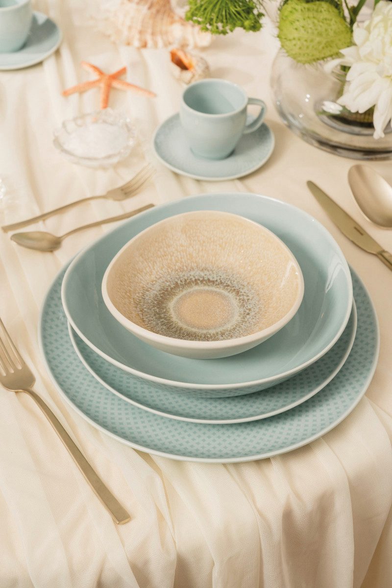 Rosenthal Kombiservice Junto Opal Green/Dune Kombiset Espresso 24tlg, Porzellan, Sets