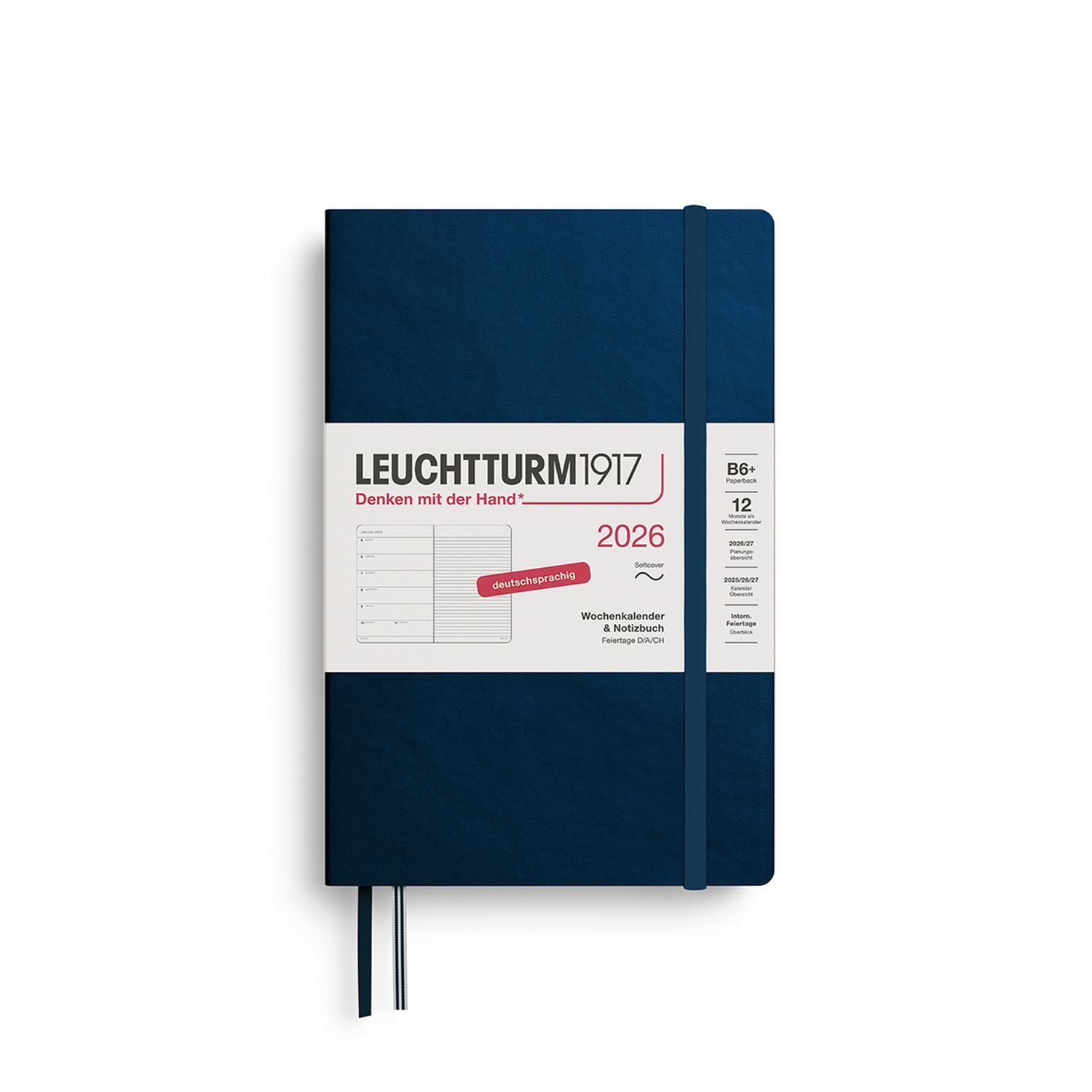 Leuchtturm1917 Taschenkalender Wochenkalender 2026 & Notizbuch Paperback B6+ Softcover Deep Sea