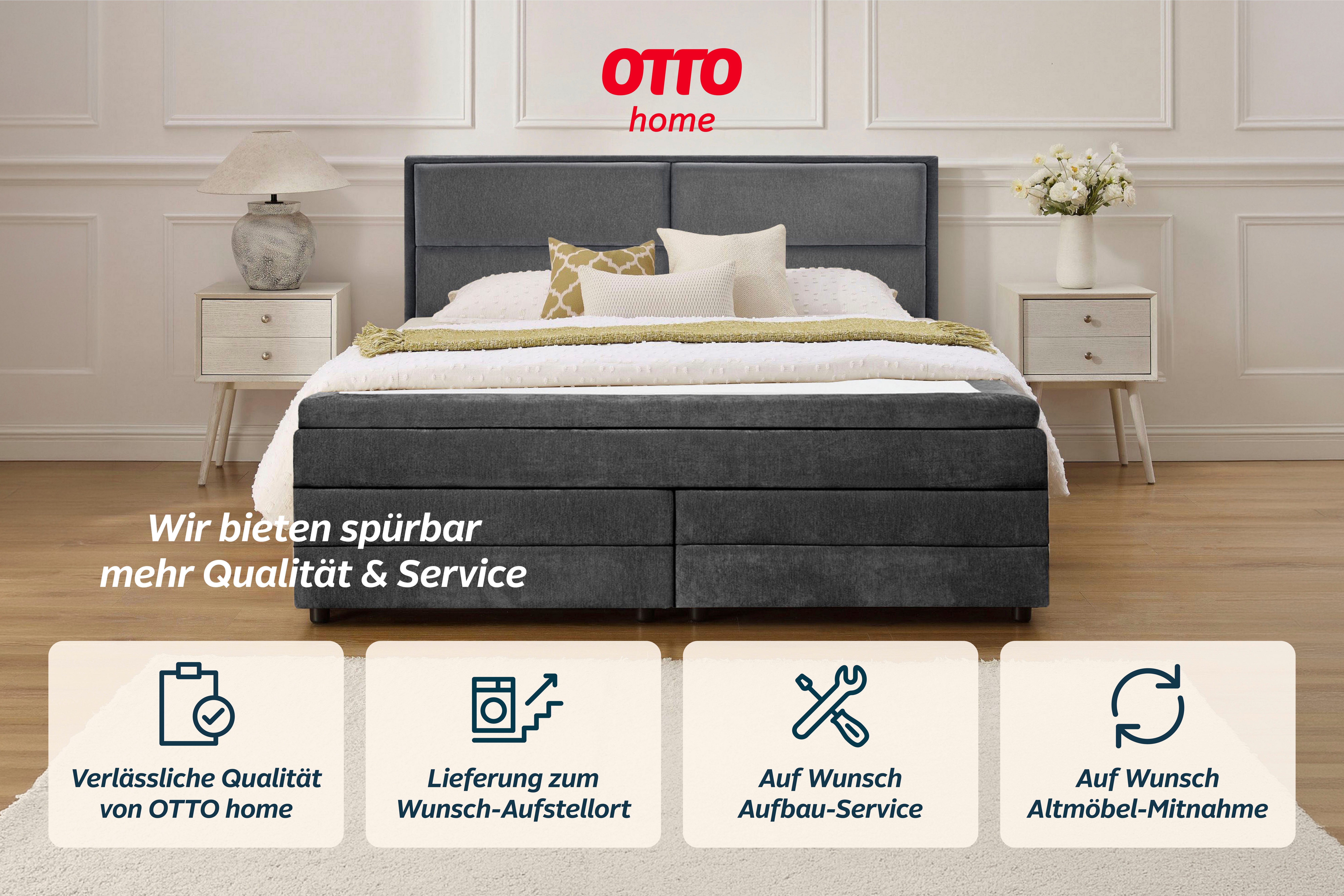 OTTO home Boxspringbett FYNNA Polsterbett mit Bettkasten & 7-Zonen-Taschenfederkernmatratze H3, mit 7 cm Komfortschaum-Topper, Chenille-Bezug, Liegefläche 180x2 – Bild 5 von 5