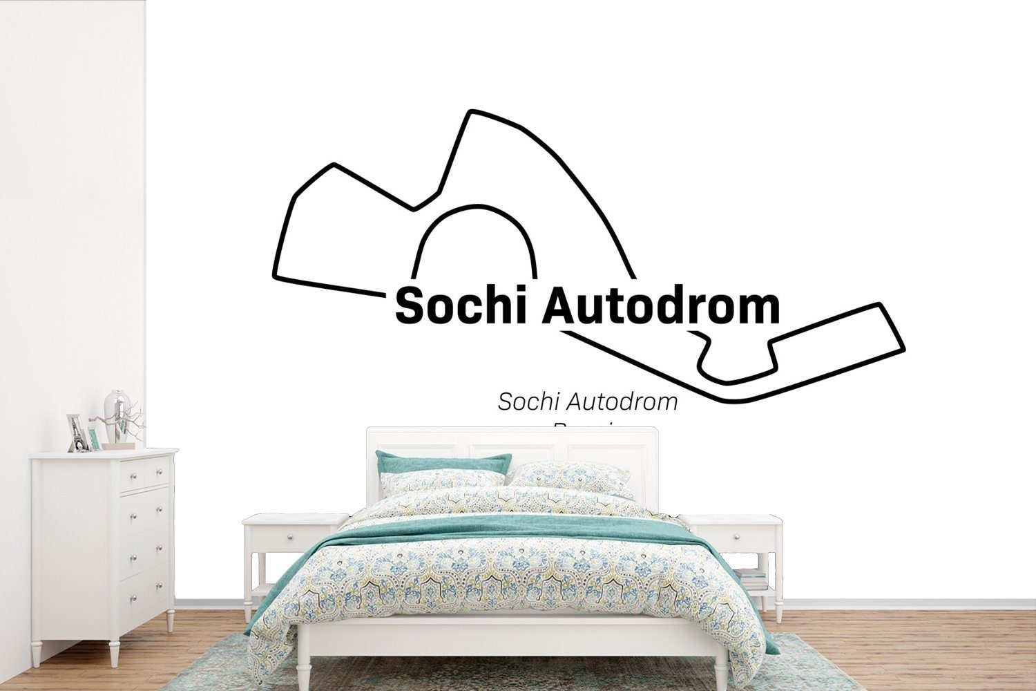 MuchoWow Fototapete Sotschi - Formel 1 - Rennstrecke, Matt, bedruckt, (6 St), Wallpaper für Wohnzimmer, Schlafzimmer, Kinderzimmer, Vinyl Tapete