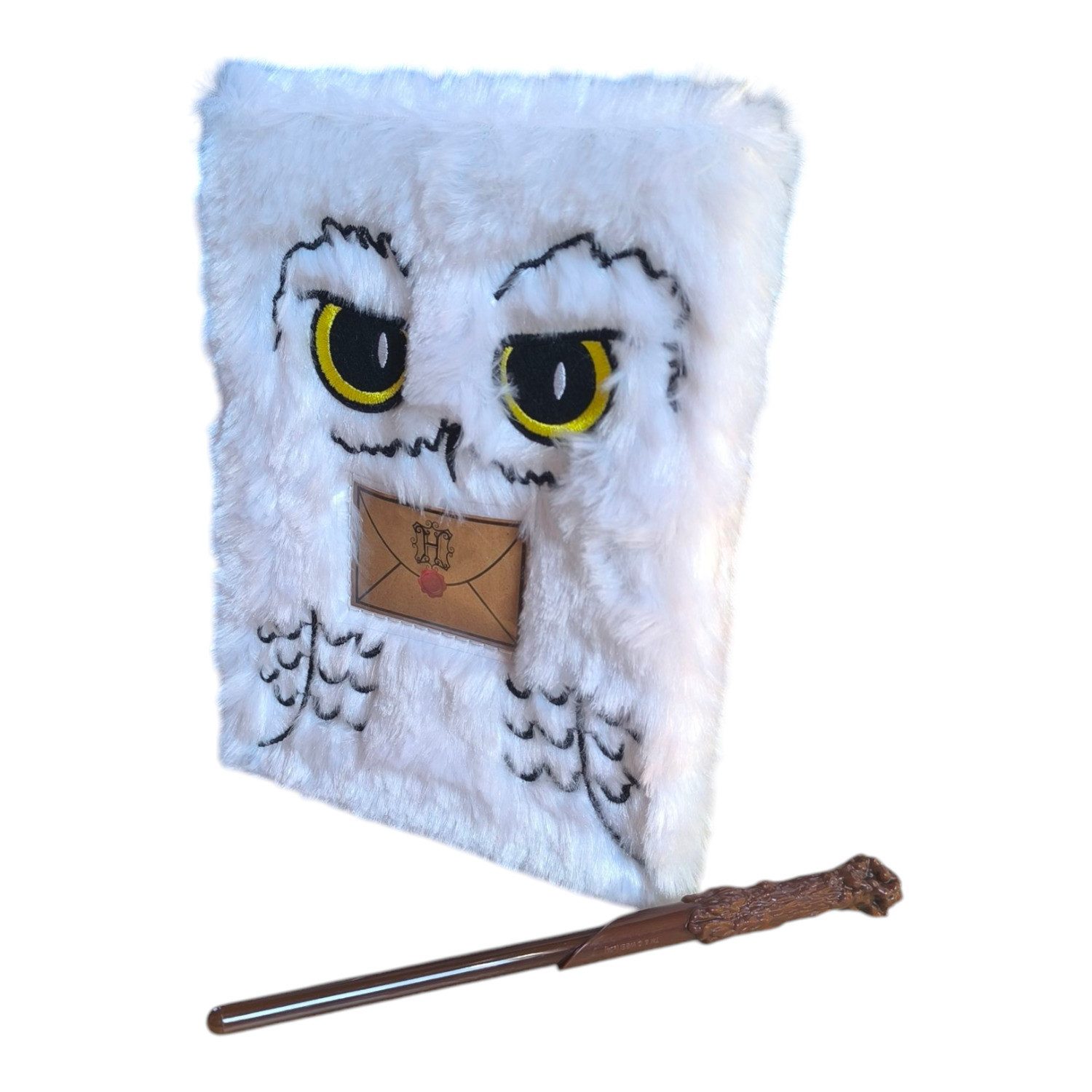 Mad Monkey Notizbuch Harry Potter Hedwig Plüsch Notizbuch mit Zauberstab-Kugelschreiber
