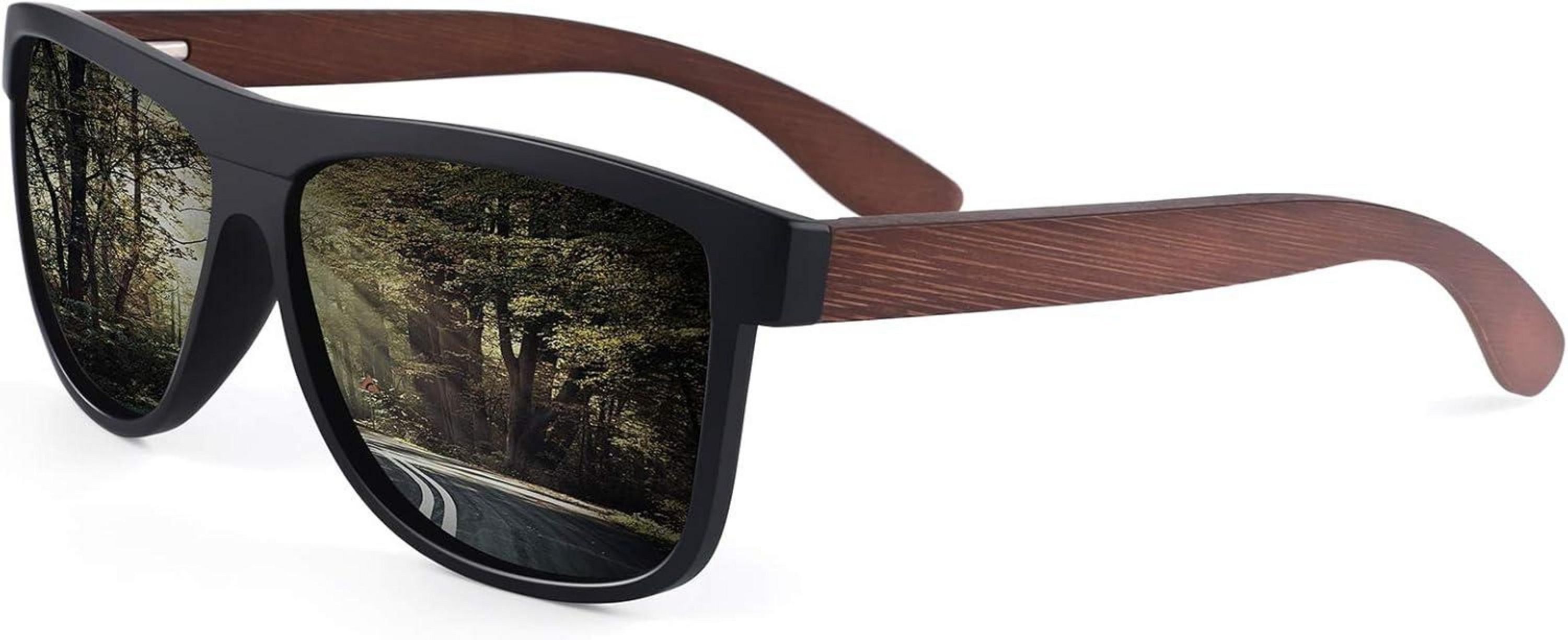 Sonnenbrille Holz Sonnenbrille Polarisiert UV400 Holzrahmen Damen Herren CGID