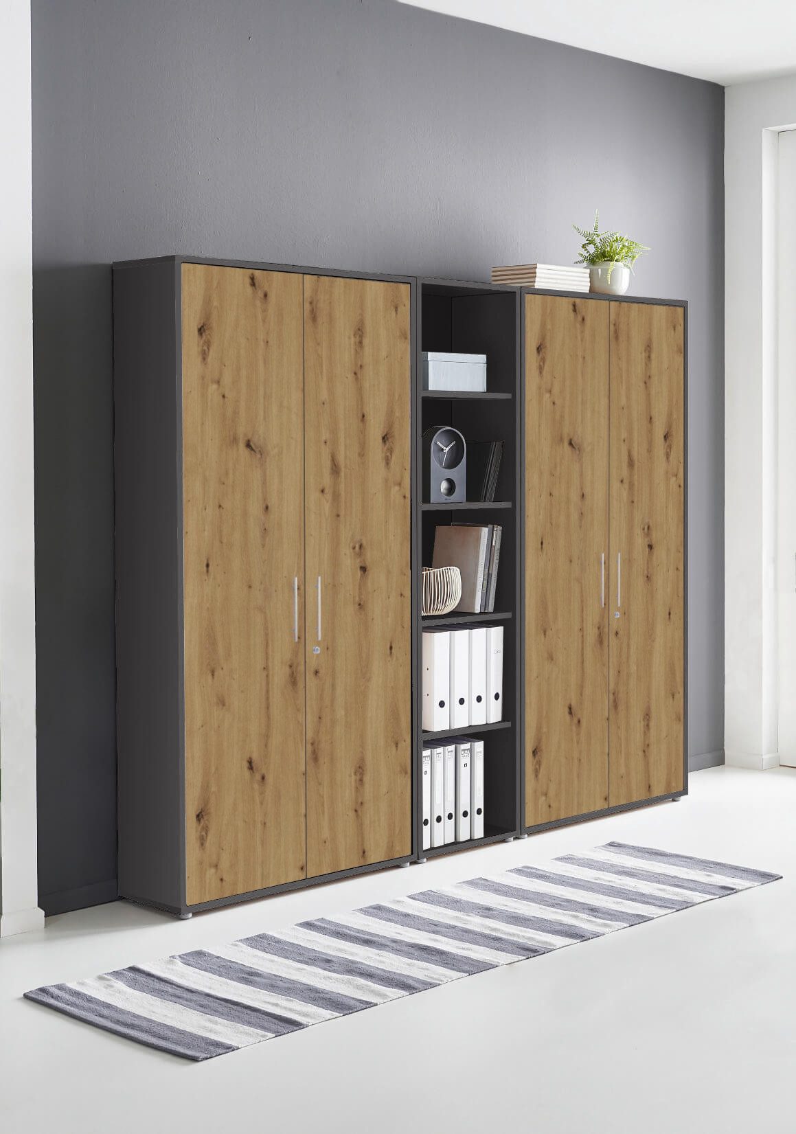 BMG Möbel Aktenschrank Büromöbel Office Edition 10 (Aktenschrank Regal Set, besteht aus 2x Aktenschrank und 1x Regal) mit viel Stauraum, abschließbar
