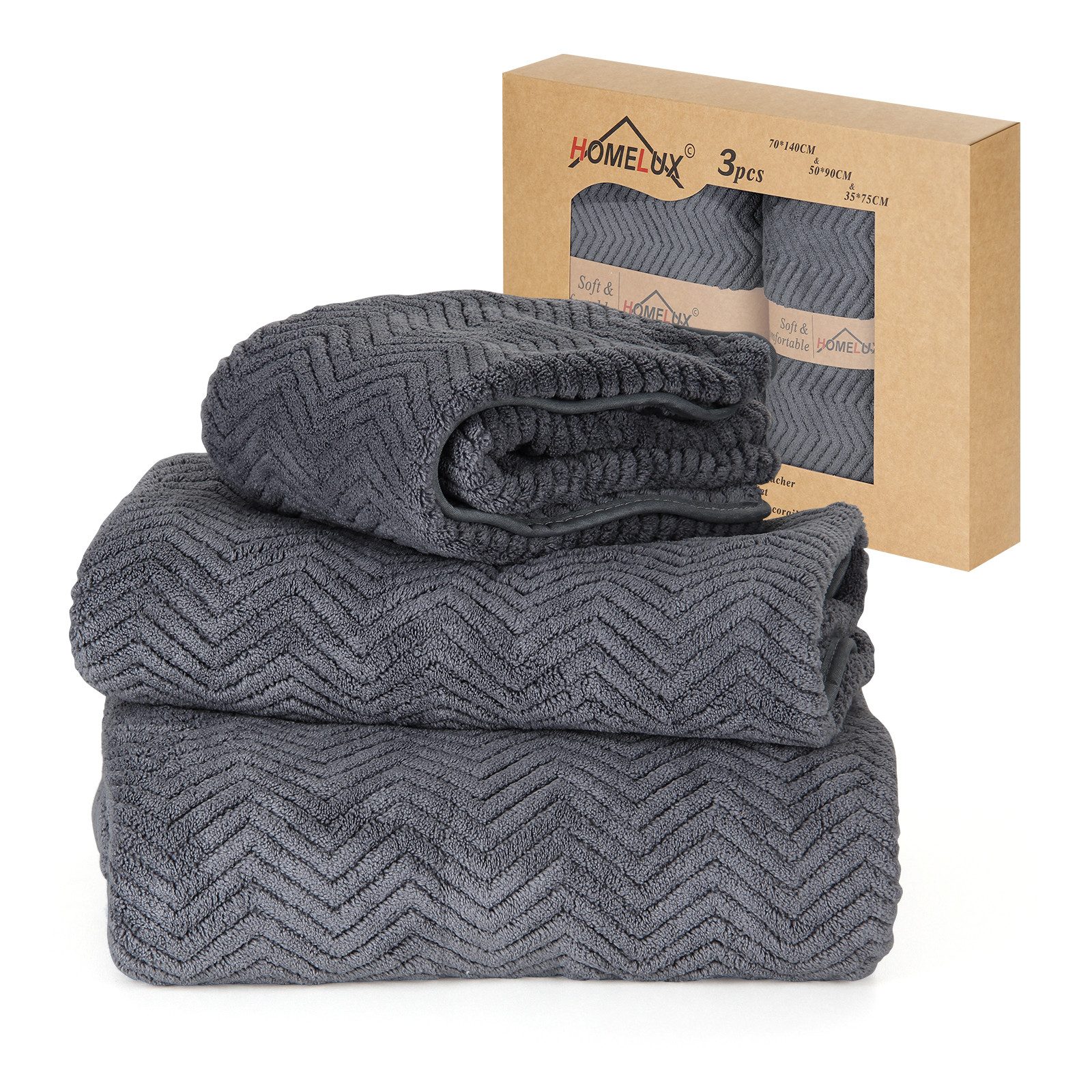 HOMELUX Handtuch Set 2 / 3 / 4 teilig Badetuch Set + Towel saugstarkes Frottiertücher Set, (Badetuch, 3-St), Saugstark mit griffiger Oberfläche