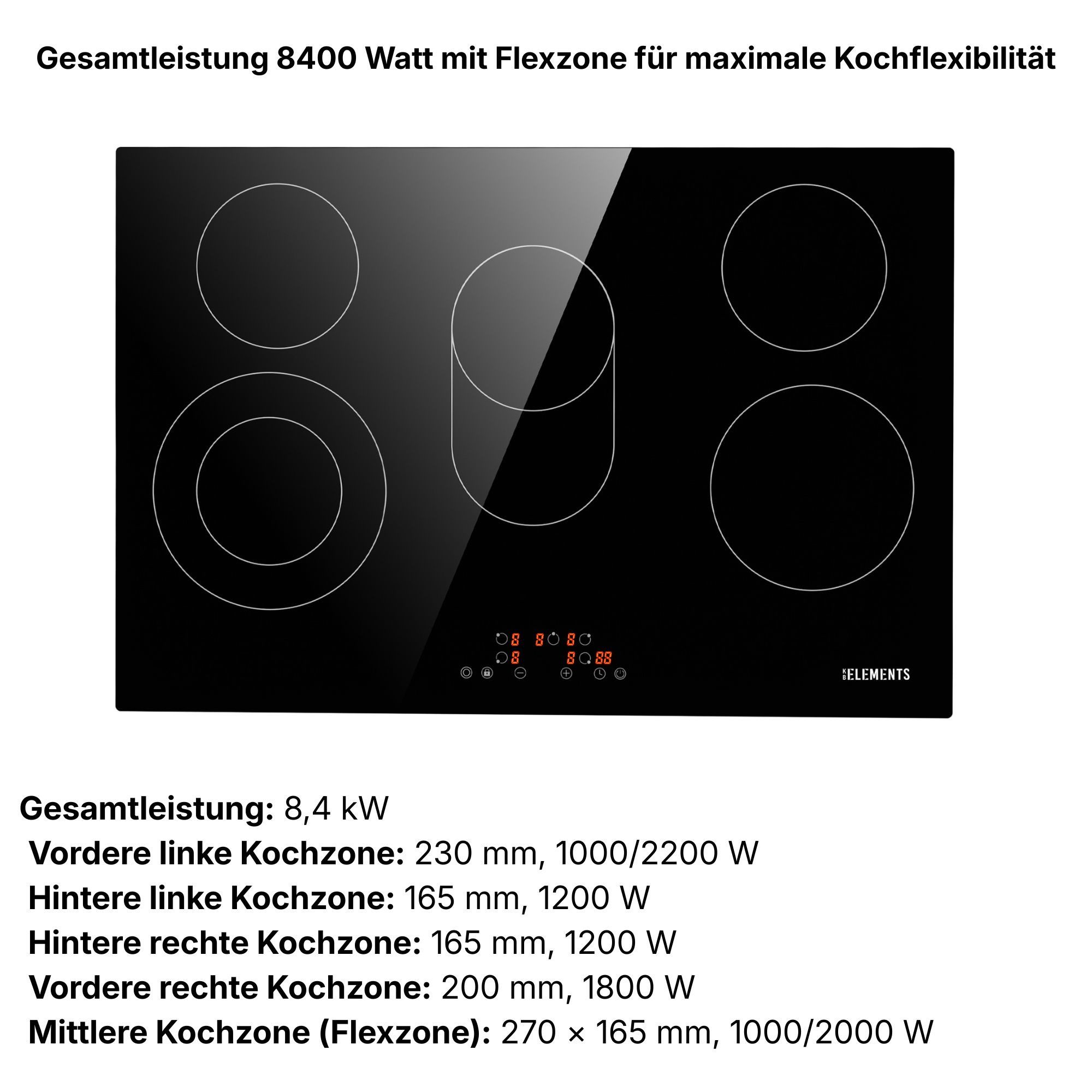 KB Elements Elektro-Kochfeld, 8400 Watt, Flexzone