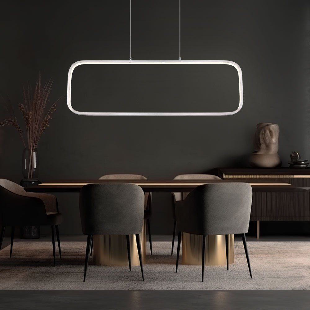 GLOBO LIGHTING LED-Hängeleuchte, LED-Leuchtmittel fest verbaut, Warmweiß, Pendellampe Schlafzimmerleuchte LED Rahmen nickel warmweiß L 80 cm