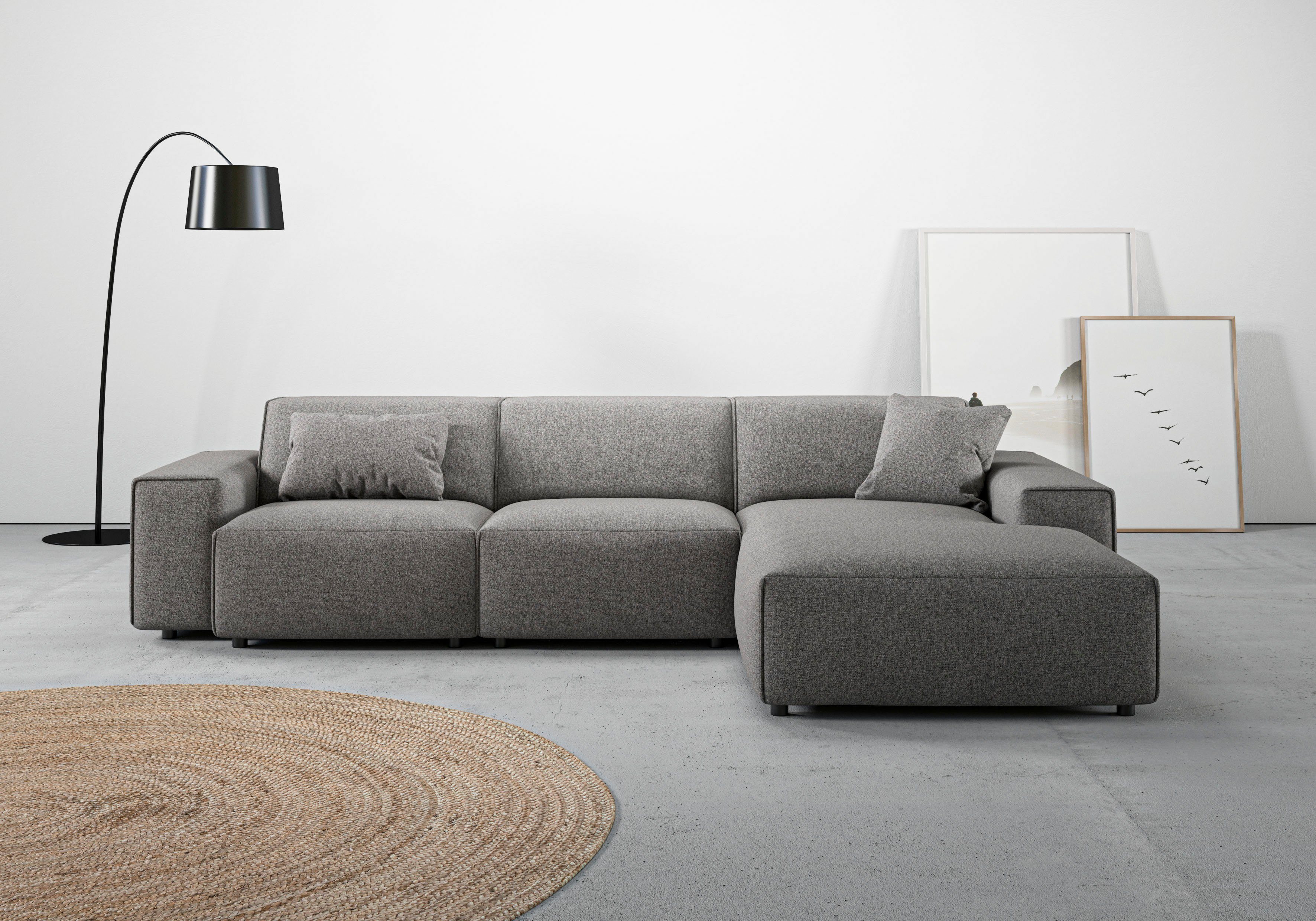 Home affaire Ecksofa Glimminge auch in Breitcord, Feincord, Bouclé + Easy care-Bezug, L-Form, Breite 294, Zierkissen